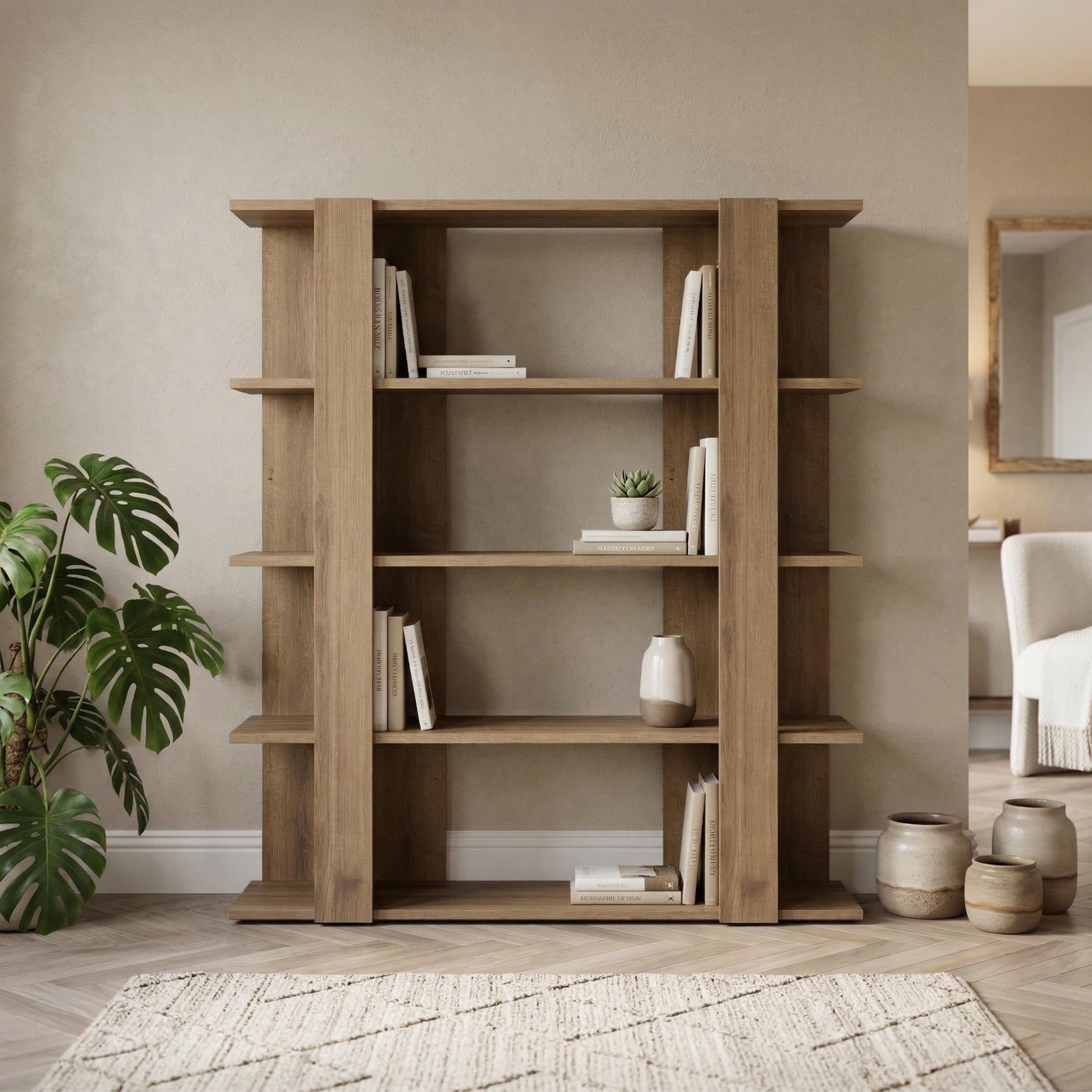Decortie Tita Particleboard Bookcase - Dark Oak