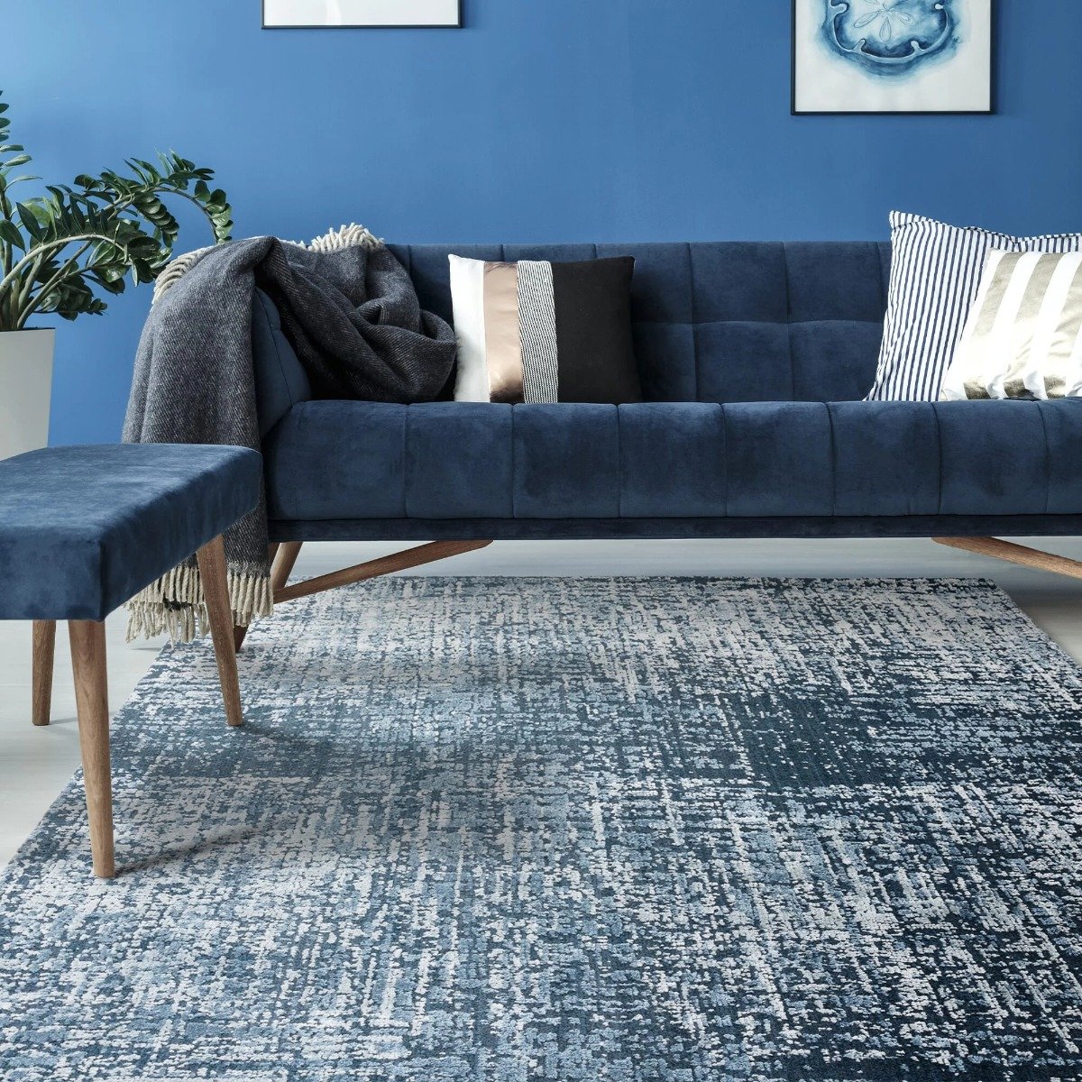 Mega Flooring Blue Modern Abstract Rug - 120 x 170cm