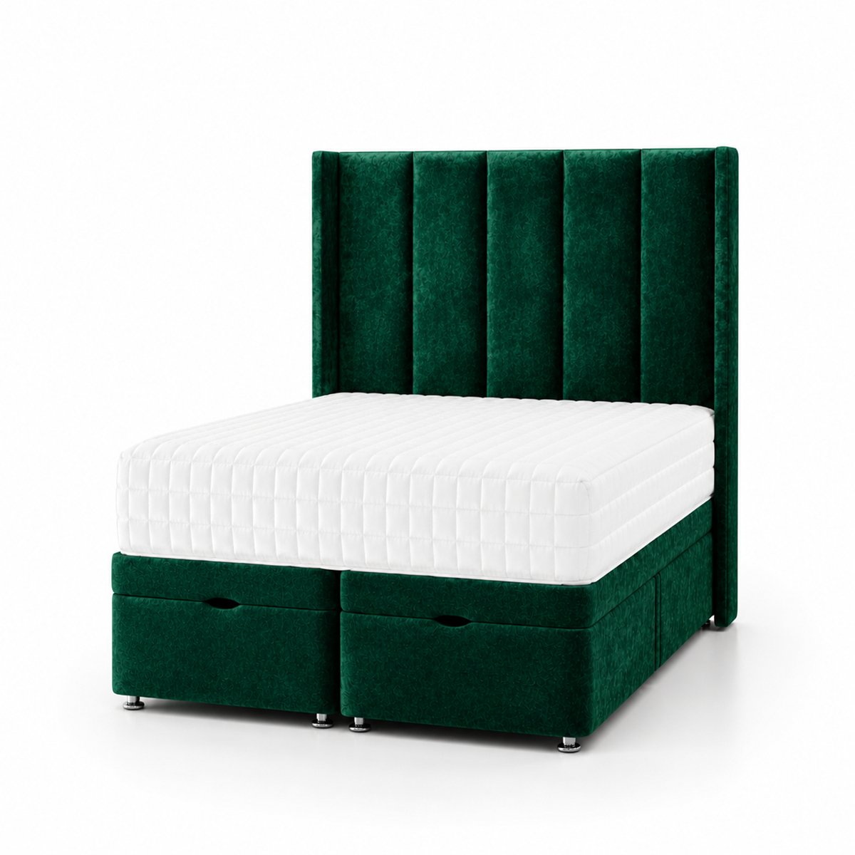 Comfy Deluxe  Margo   6ft Super King  End Lift Ottoman Bed Set - Emerald Green