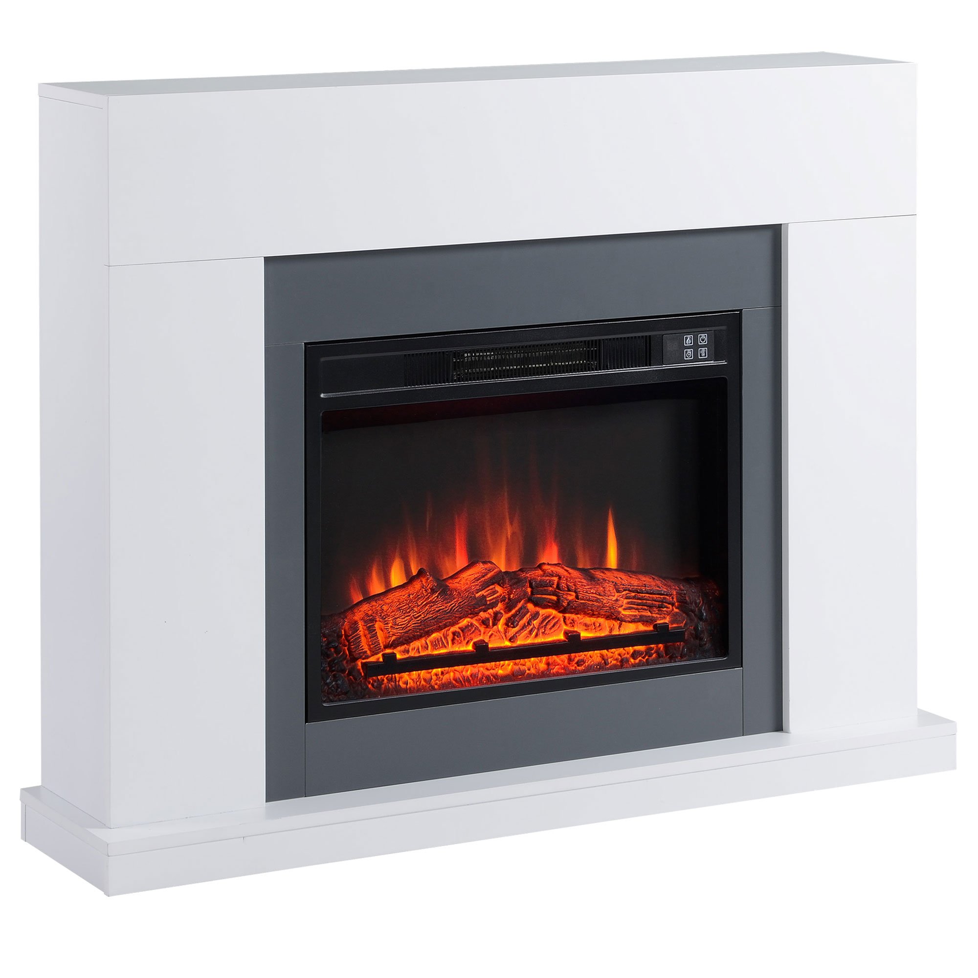 HOMCOM Freestanding LED Electric Fireplace with Remote Control - White