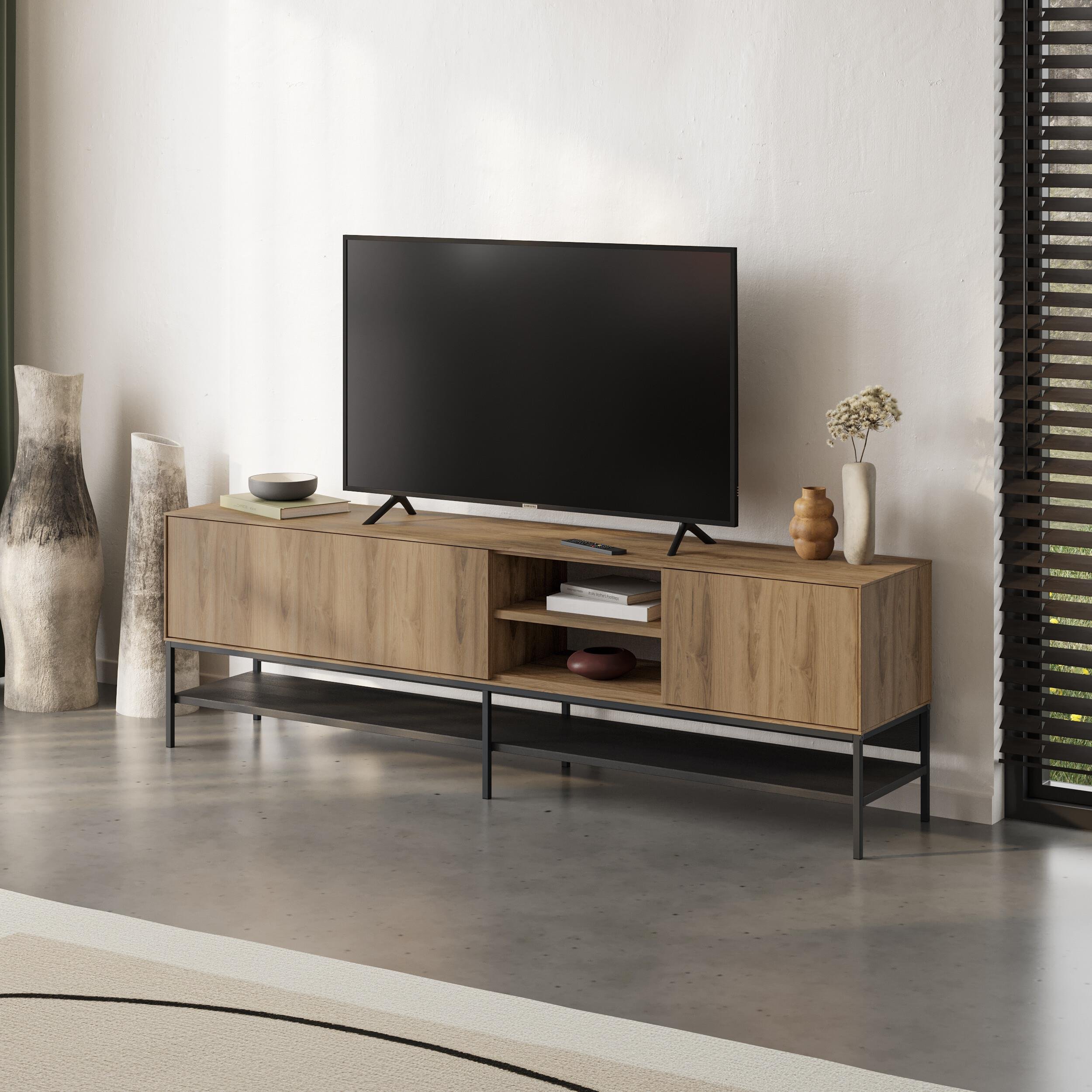 Decortie Amira Particleboard Wall-Mounted TV Unit - Dark Oak