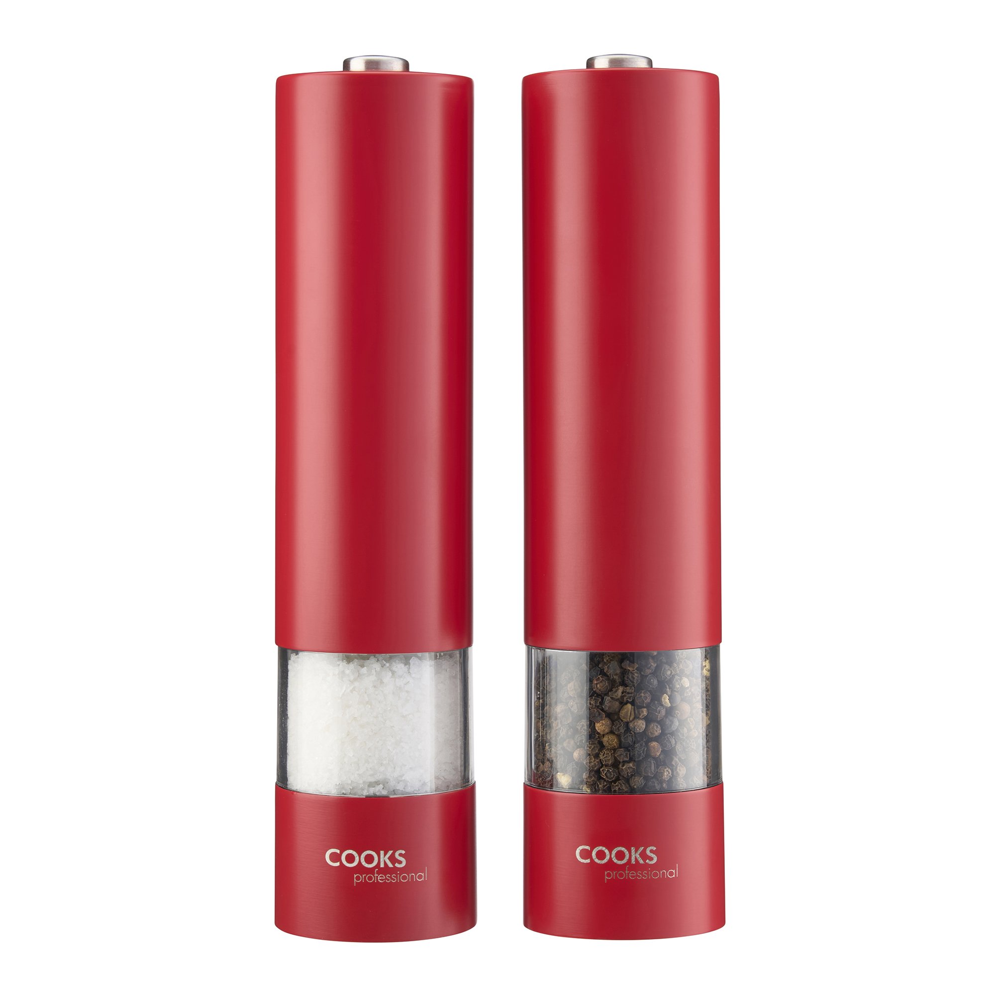 Cooks Professional Electric Salt and Pepper Mill Set - Red