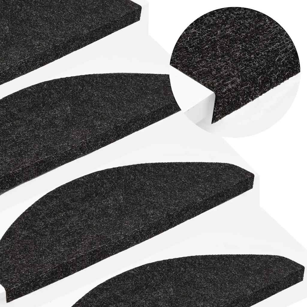Walplus Pack of 30 Self-Adhesive Needle-Punched Stair Mats - Black - 56 x 17 cm