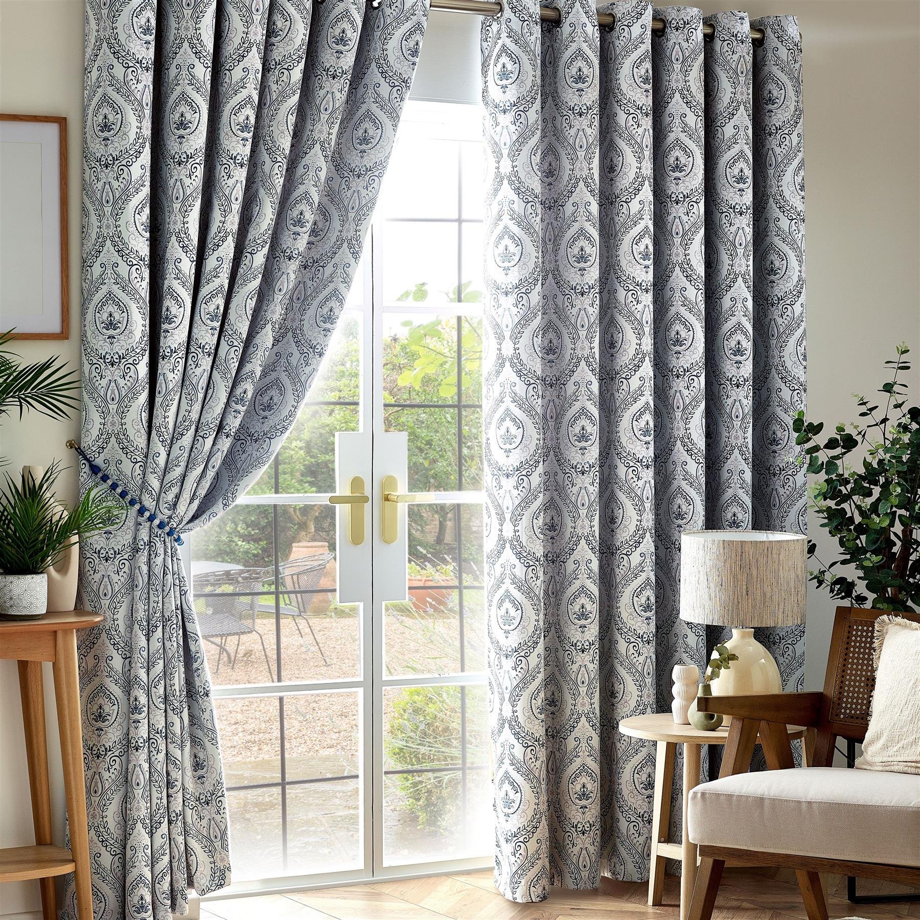 Luxury Living Victoria Blackout Eyelet Curtains 168cm x 229cm - Blue