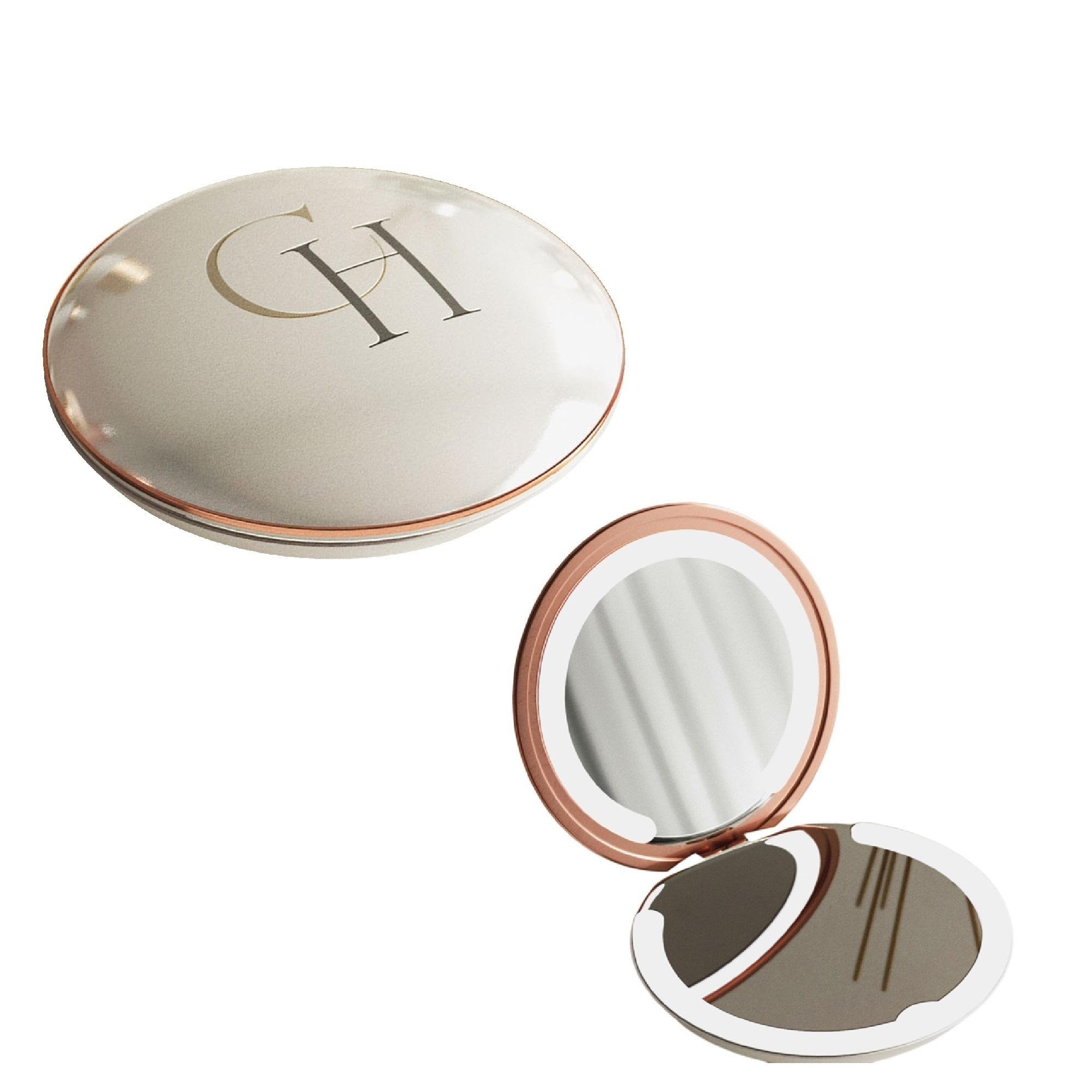 CARME Home Ella Compact Mirror With LED Lights - Rosegold