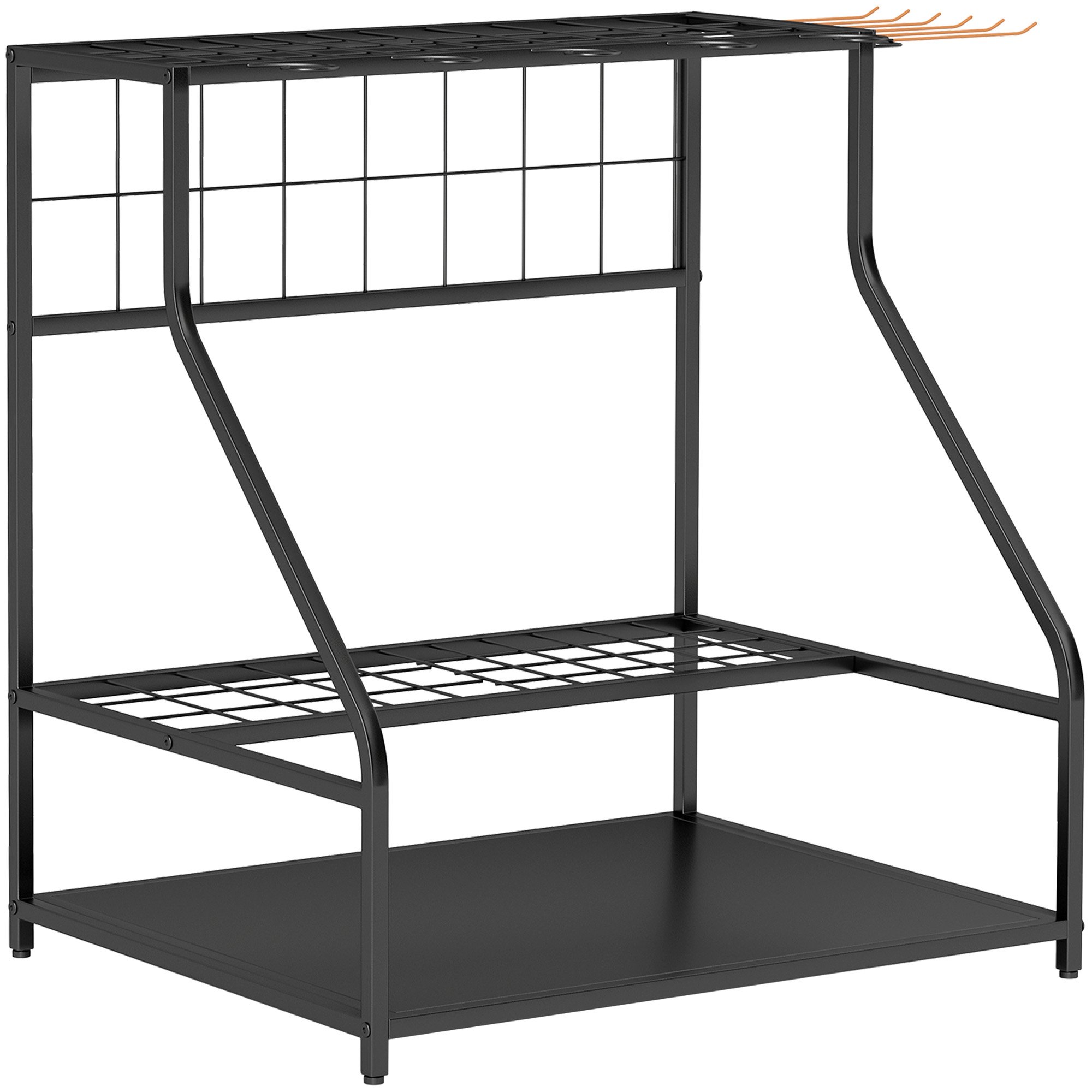 Outsunny 3 Tier Iron Garden Tool Rack - Black