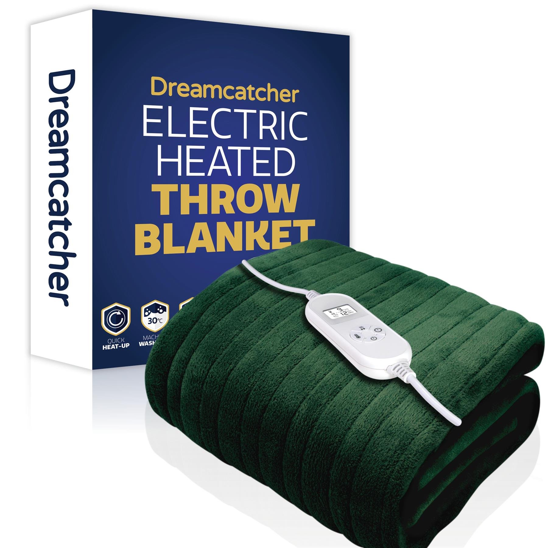 Dreamcatcher XL Fleece Electric Heated Throw Blanket 180 x 130cm  - Green