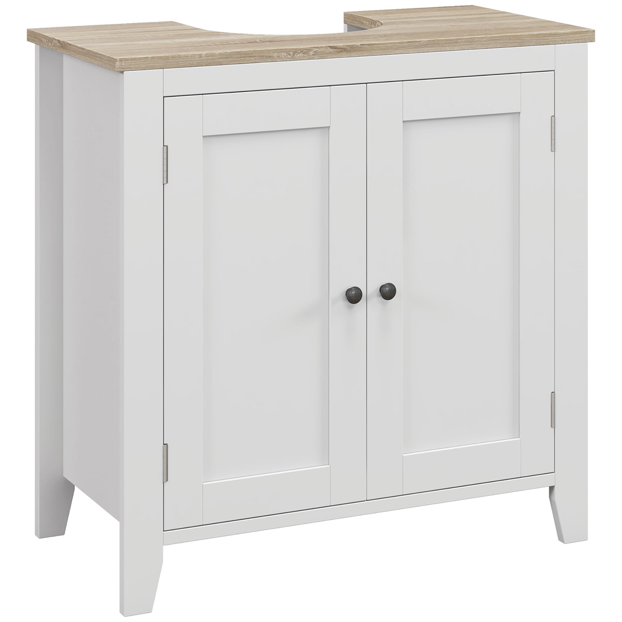 kleankin 2 Doors Freestanding Bathroom Cupboard with Adjustable Shelf - White