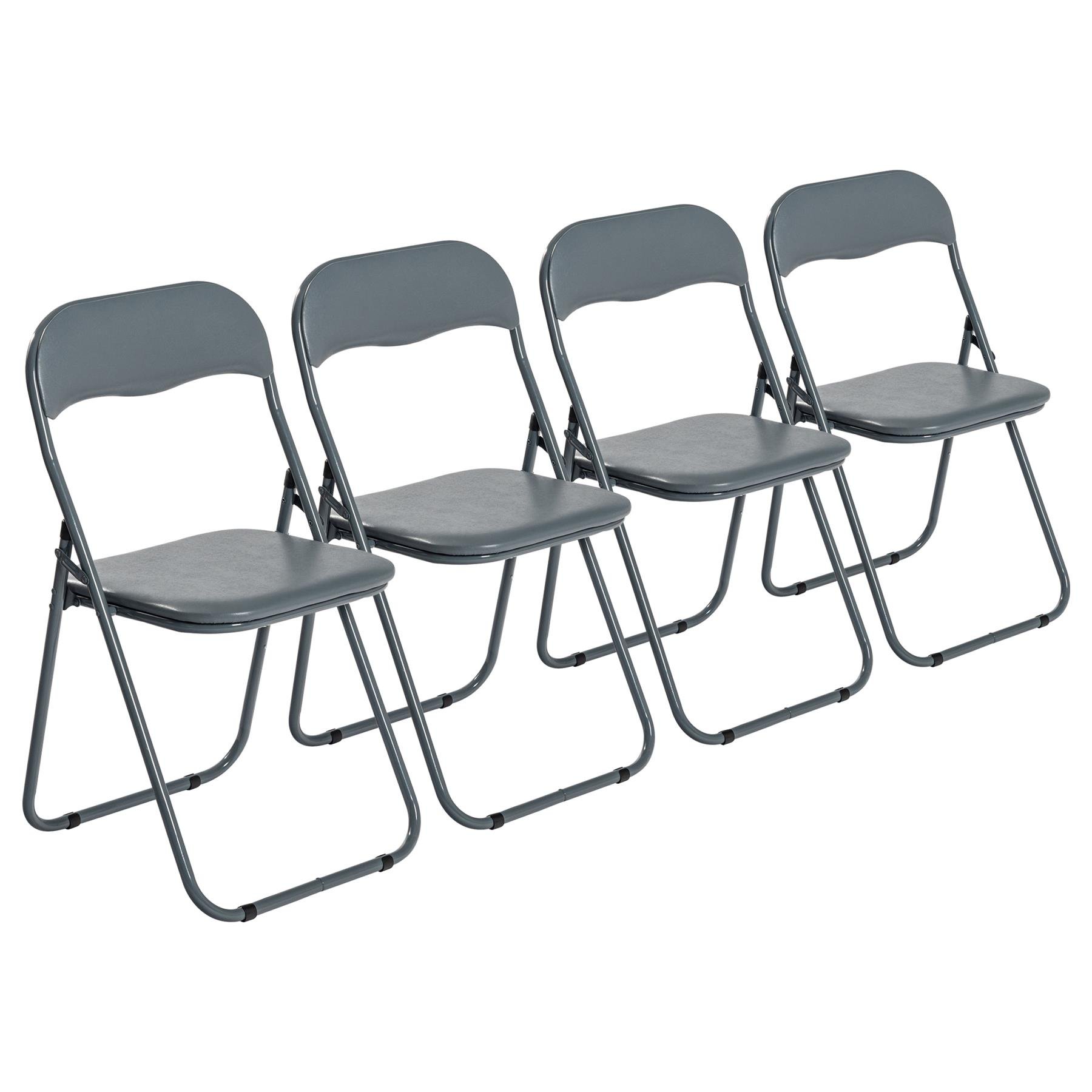 Harbour Housewares Padded Folding Chairs - Grey - Pack of 4