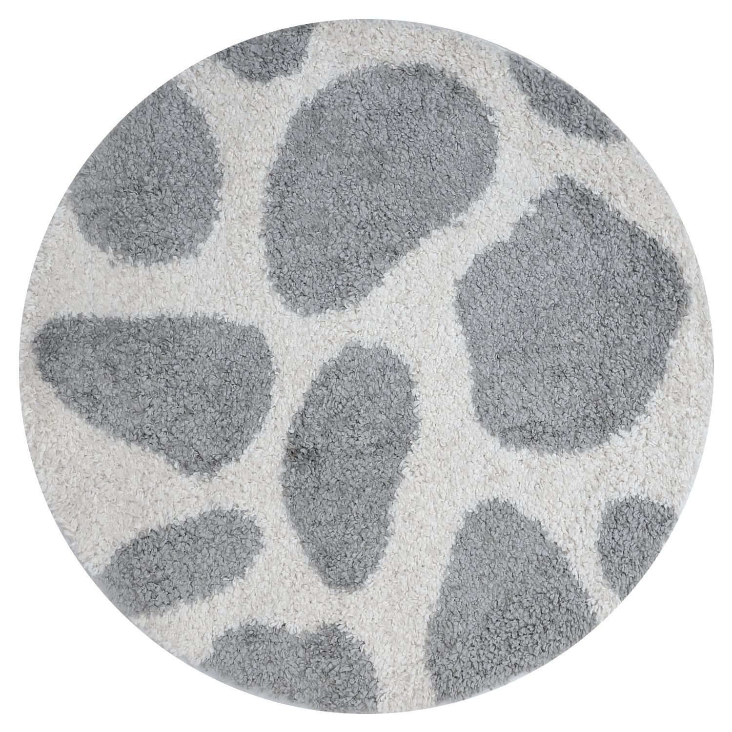 The Rugs Grey Moodi Pebble Round Shaggy Rug - 120cm