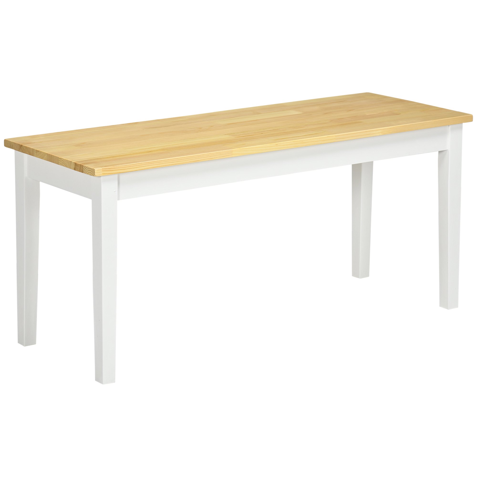 HOMCOM 2 Seater Wooden Dining Bench with Pine Wood for Kitchen - White