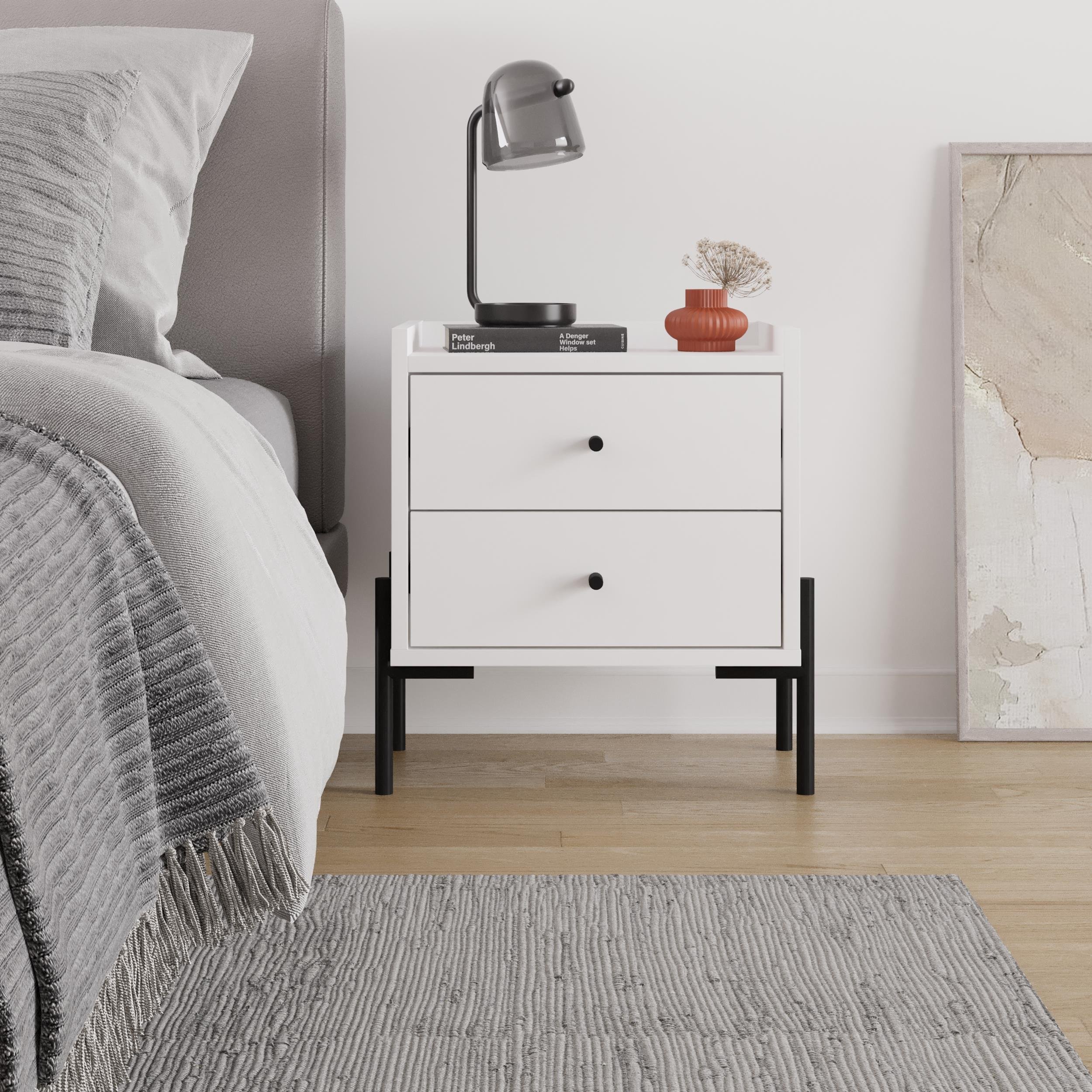 Decortie Malta Particleboard Bedside Table - White