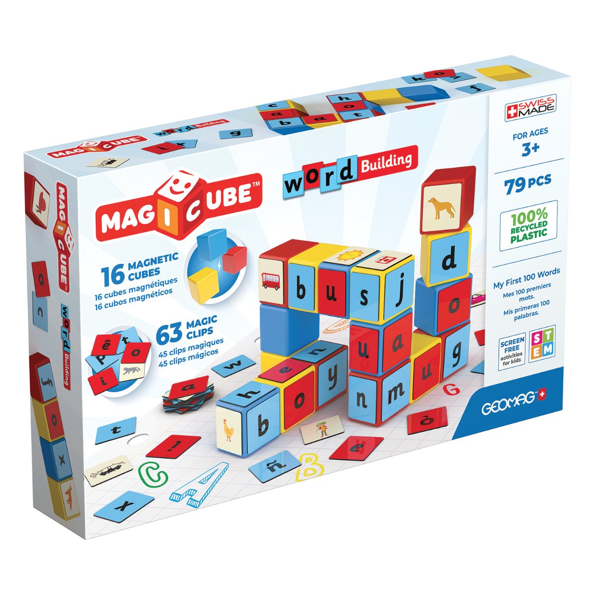 Geomag Magicube Word Builder 79 Piece Magnetic Block Set