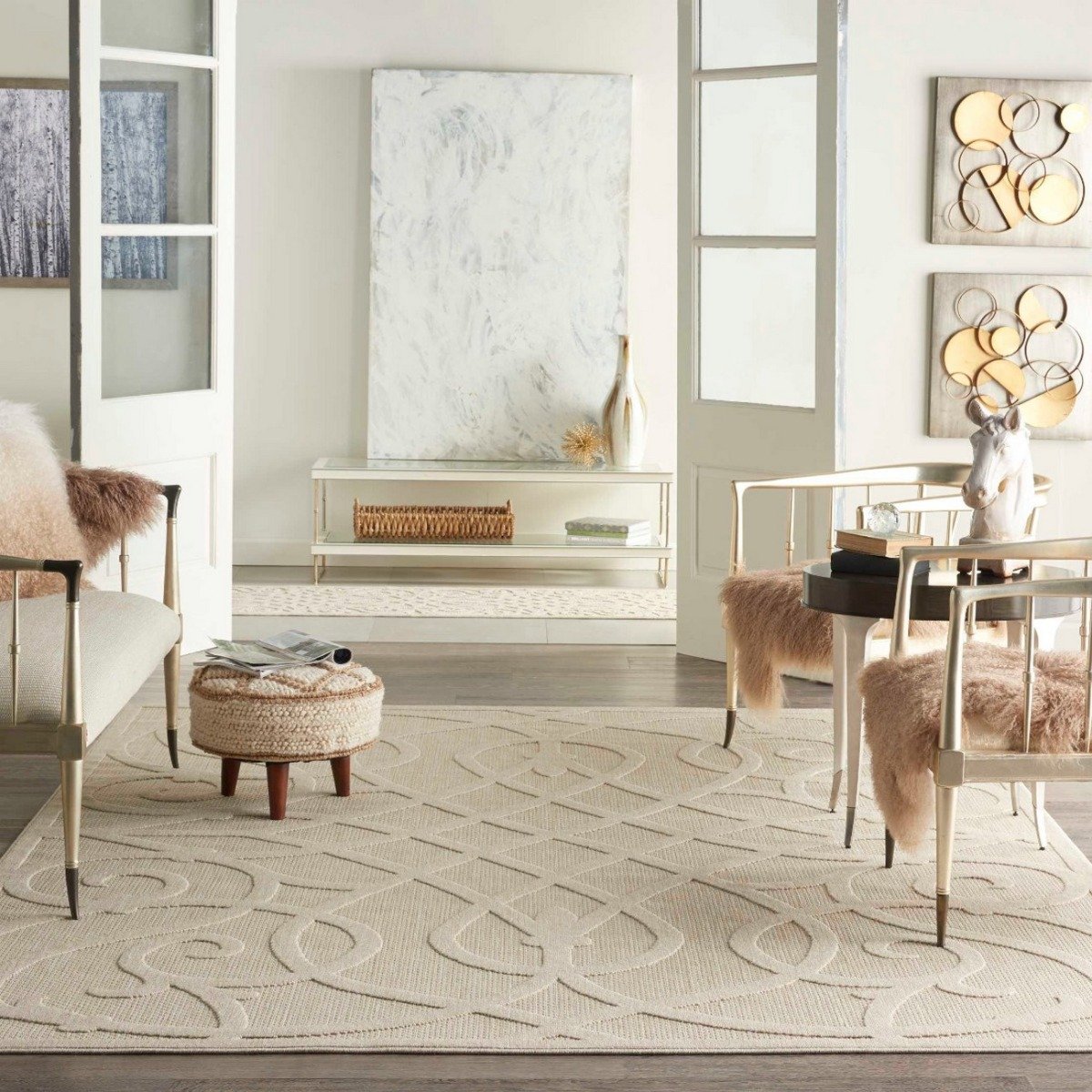 Mega Flooring White Modern Abstract Rug - 122 x 183cm
