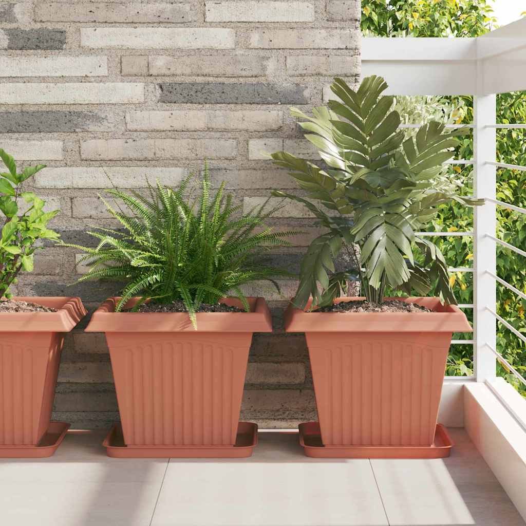 Walplus Pack of 6 Plastic Planter - Brick Red - 38 x 38 x 30 cm