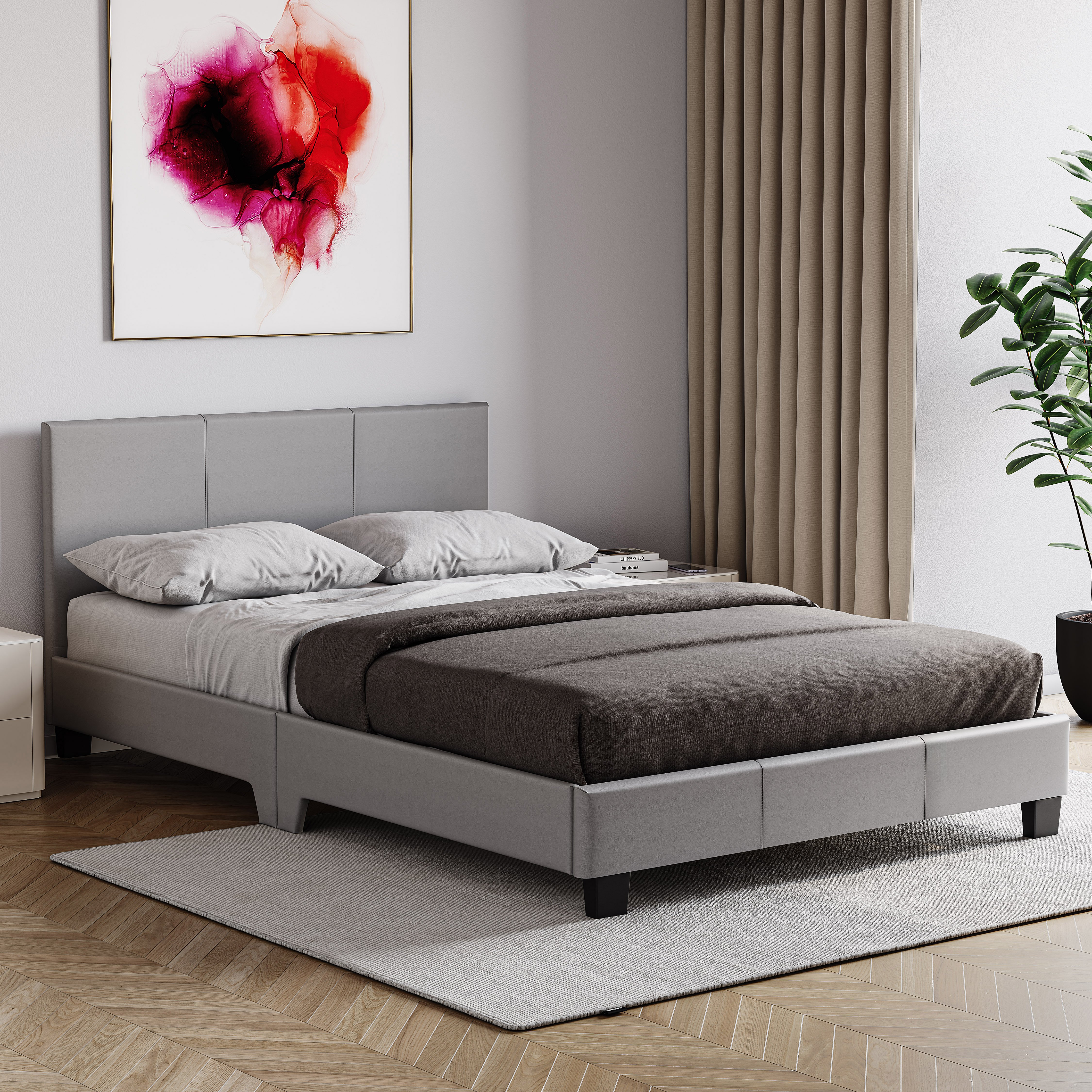 Vida Designs Lisbon Faux Leather UKFR 4ft Small Double Bed Frame - Grey