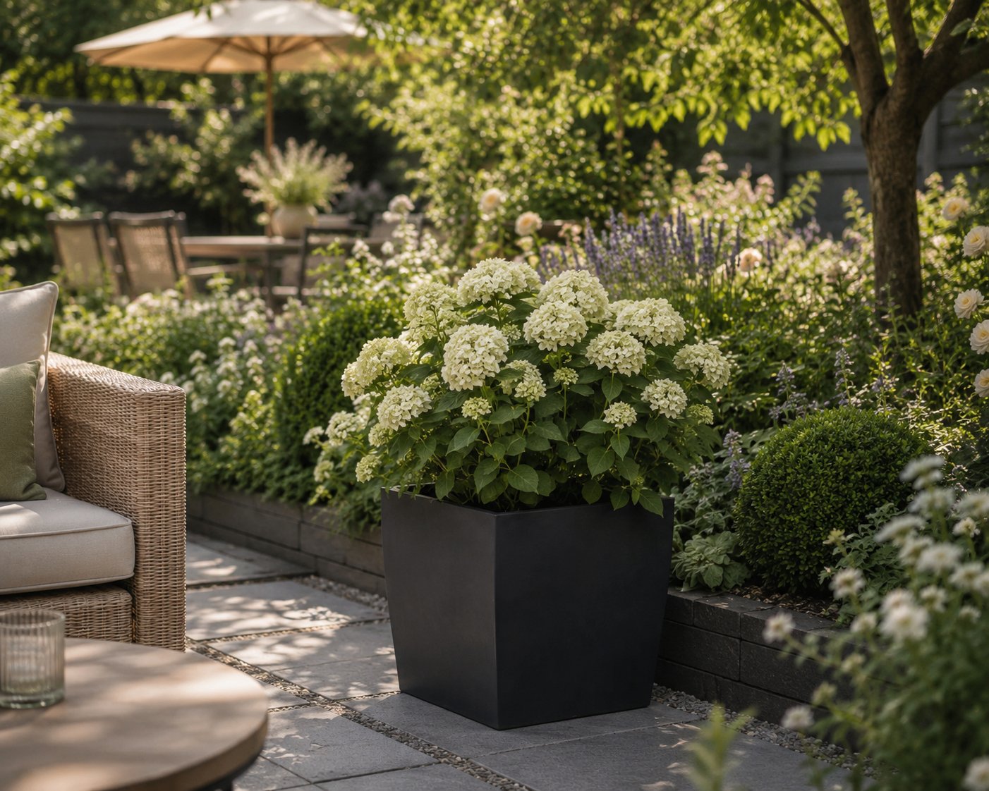 Fargro Home and Garden 38L Polystone Square Plant Pot - Charcoal Black