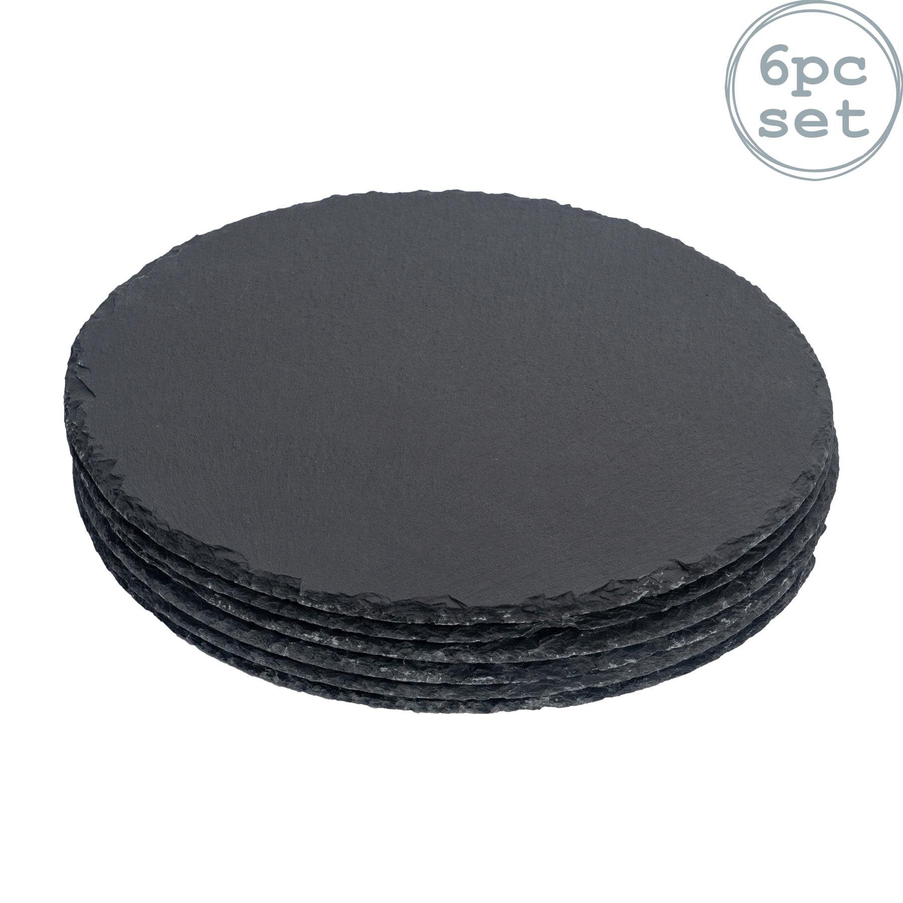 Argon Tableware Round Slate Serving Platters - Pack of 6