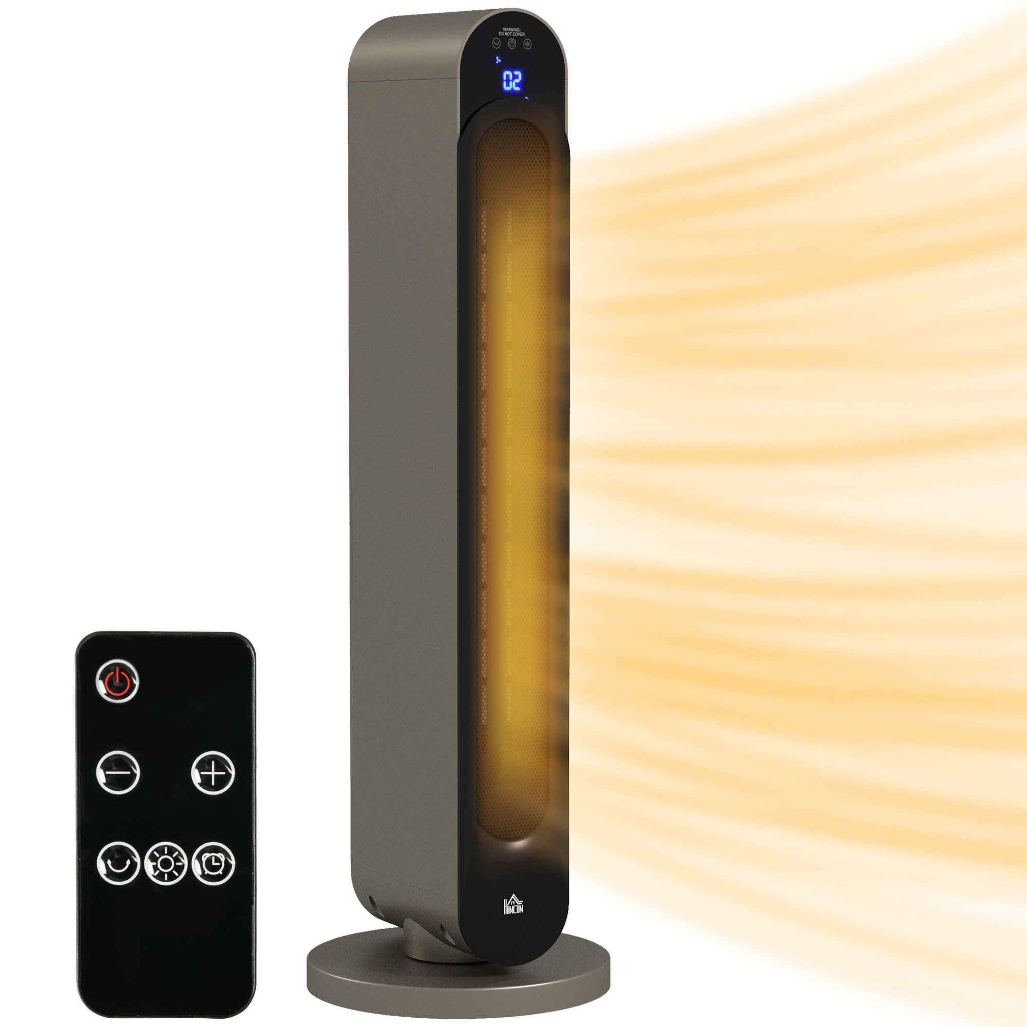 HOMCOM Electric Heater with Remote Control with Oscillation - Silver