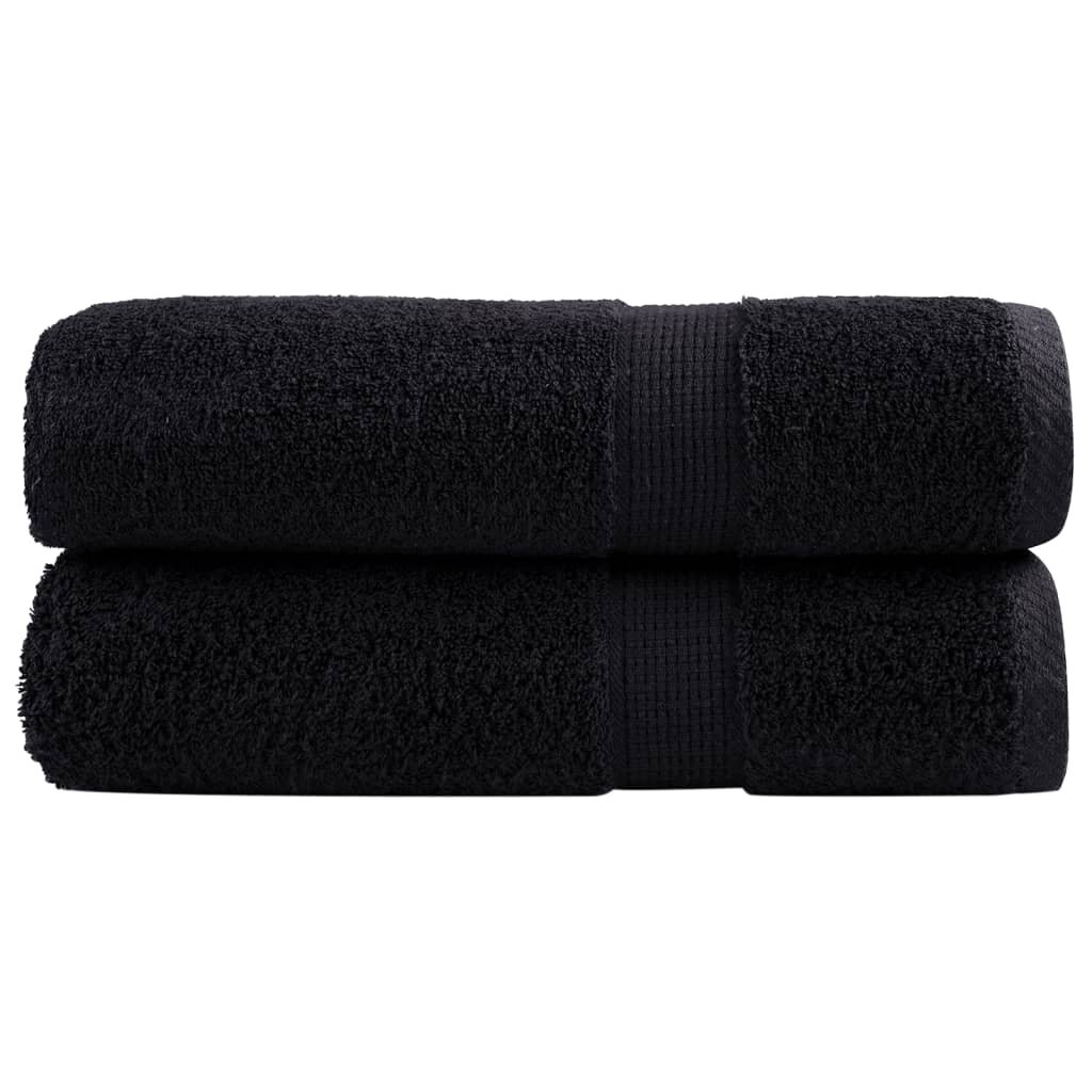 Walplus Pack of 2 Cotton Shower Towels - Black - 70 x 140 cm