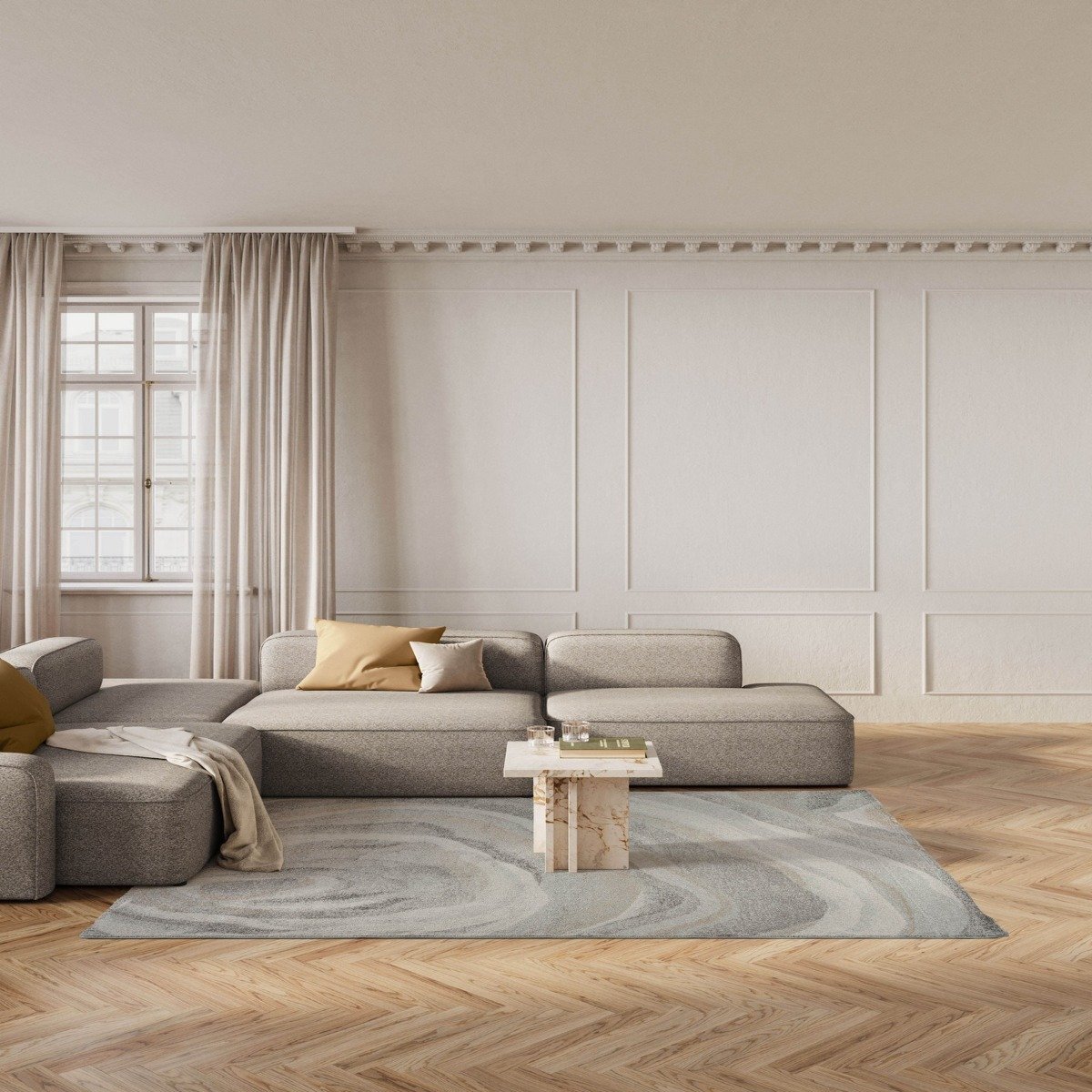 Mega Flooring Grey Modern Geometric Rug - 133 x 195cm
