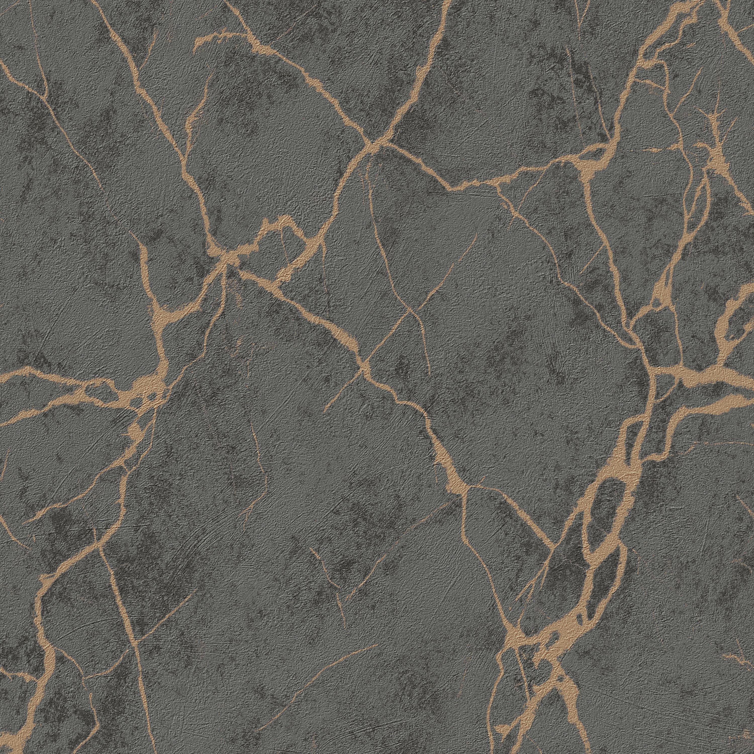 Grandeco Marmor Copper Veined Marble Blown Vinyl Wallpaper - Charcoal Grey