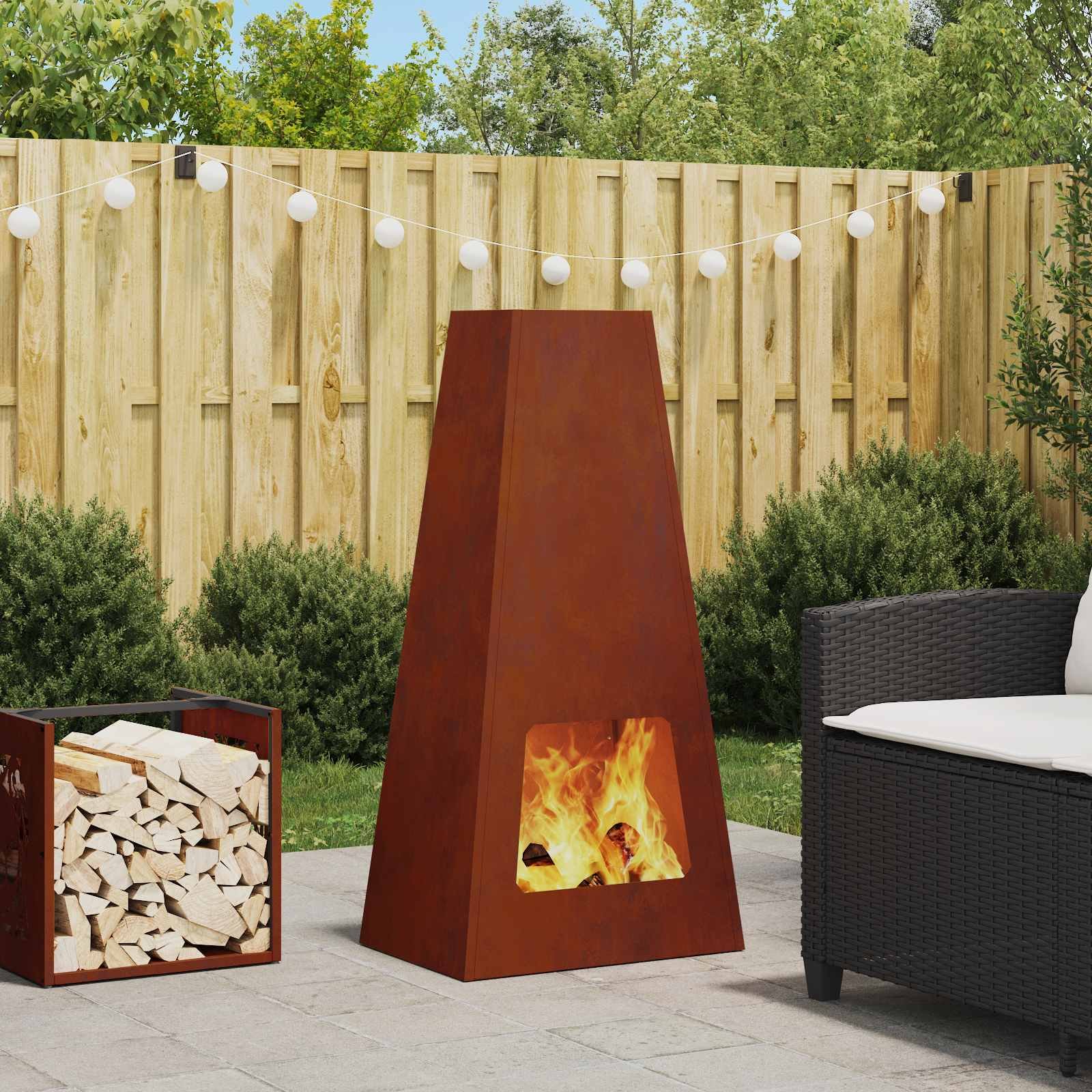 Walplus Steel Fire Pit Weathering - Brown - 50 x 35 x 100 cm