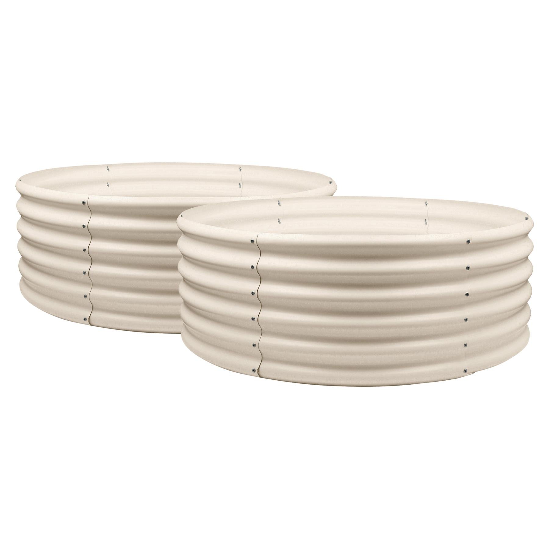 Harbour Housewares Round Raised Garden Beds 120cm x 120cm Pack of 2 - Ivory