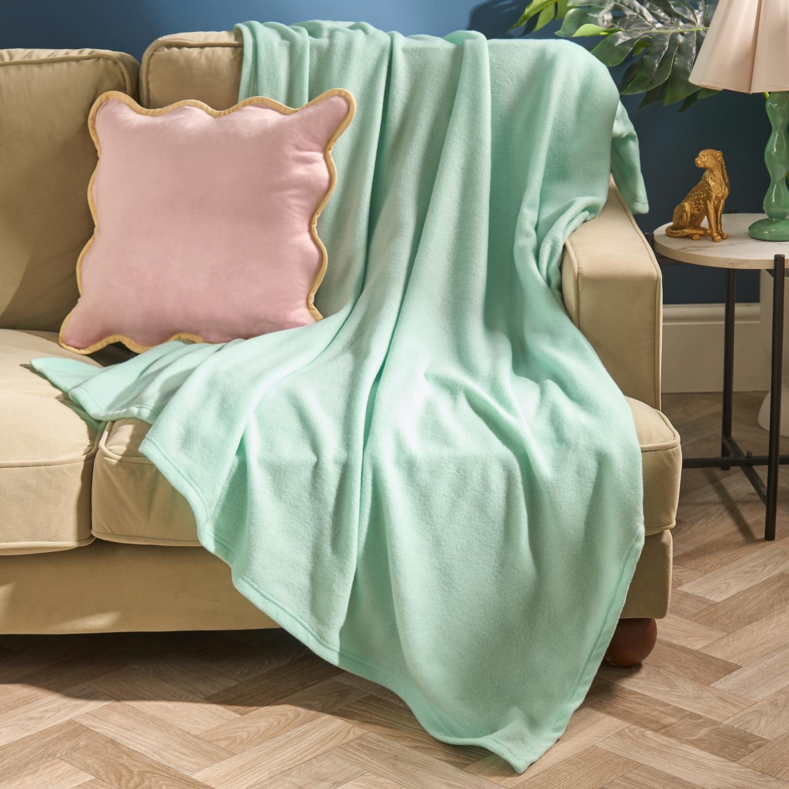 OHS Plain Fleece Blanket Throw 200 x 240cm - Mint