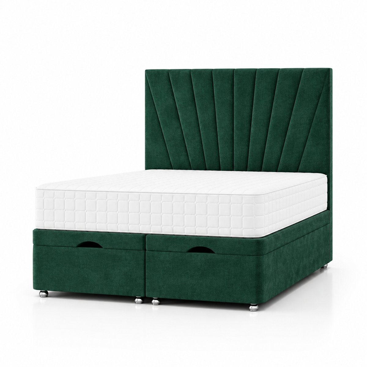 Comfy Deluxe  Aspen   4ft6 Double  End Lift Ottoman Bed Set - Emerald Green