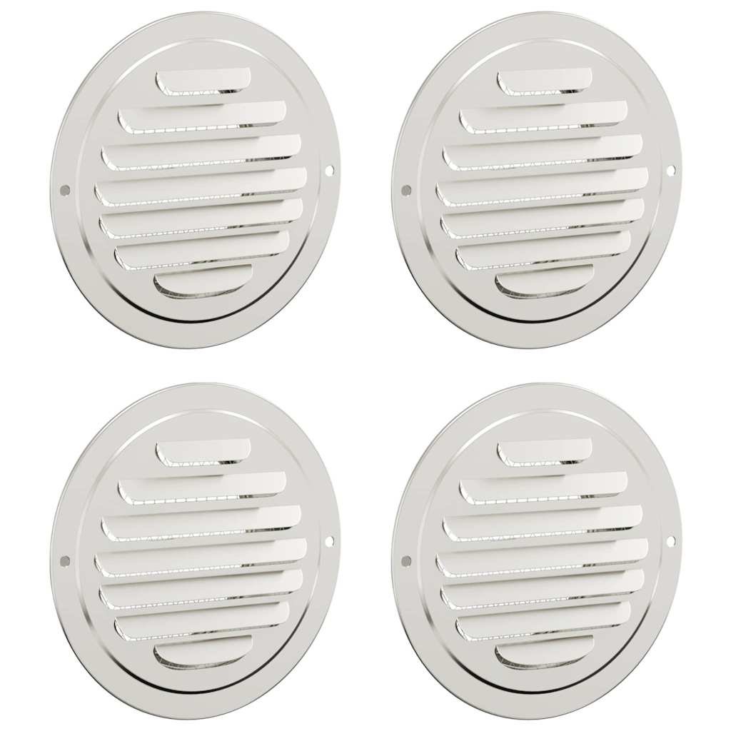 Walplus Pack of 4 100 mm Steel Air Vent Covers - Silver - 14 x 14 x 4 cm