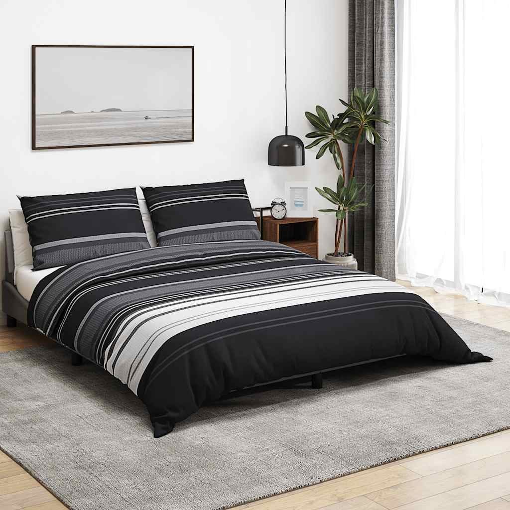Walplus Cotton Duvet Cover Set - Black and White - 135 x 200 cm