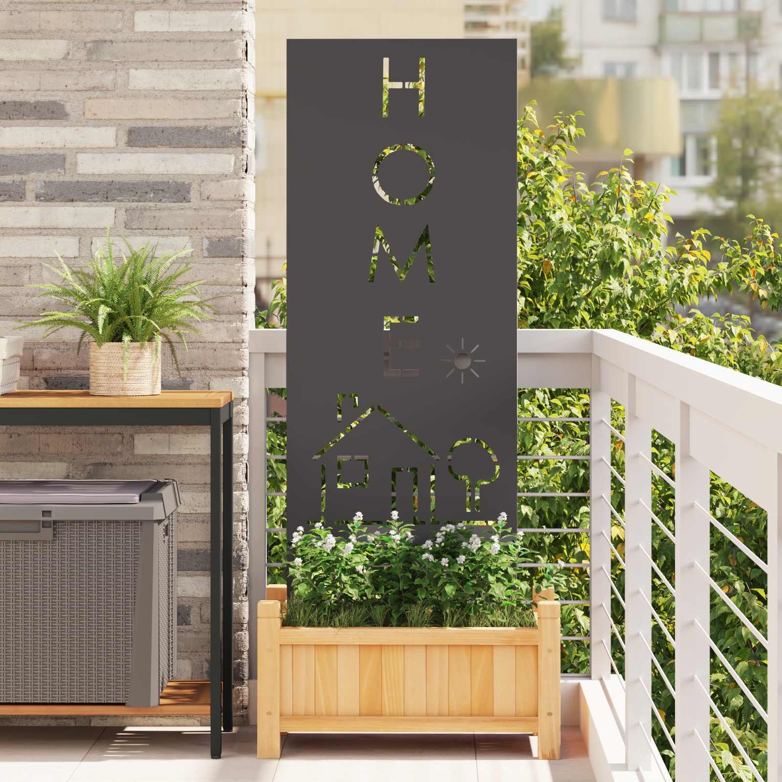 Walplus Home Text Garden Privacy Screen - Black - 50 x 1.7 x 140 cm