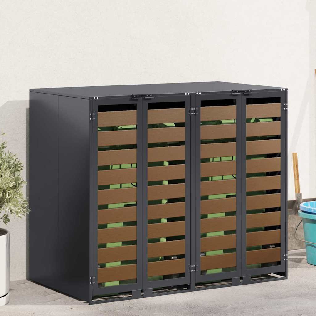 Walplus Steel Wheelie Bin Store - Anthracite - 136 x 77.5 x 115.5 cm