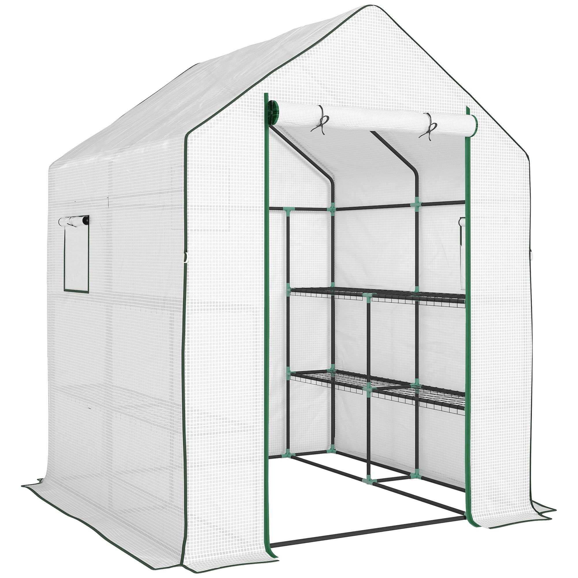 Outsunny PE Walk-In Greenhouse – White