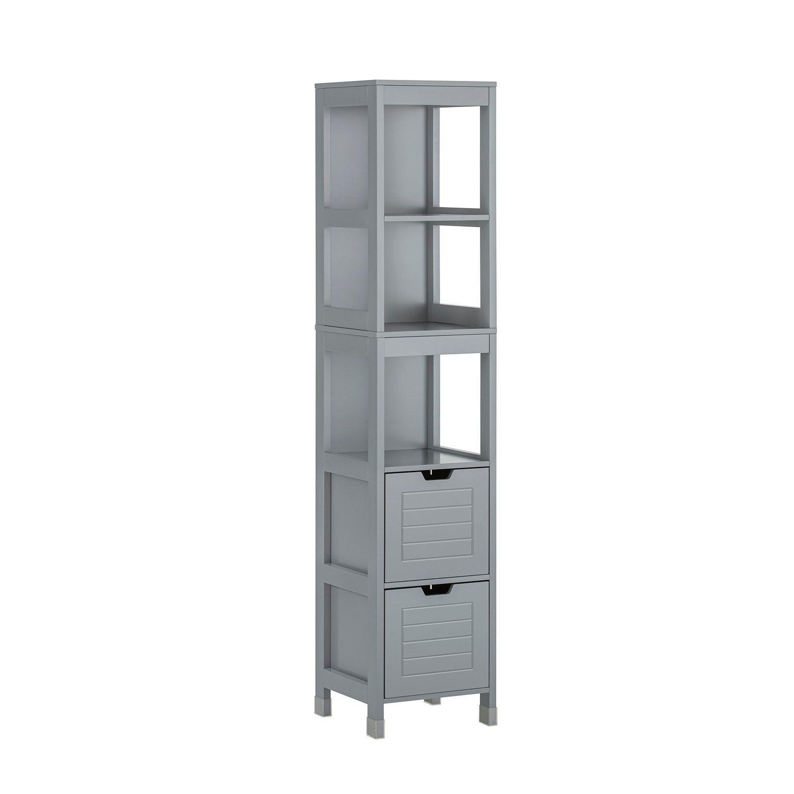 SoBuy 2 Drawer 3 Tier Freestanding Narrow Bathroom Cabinet - Grey