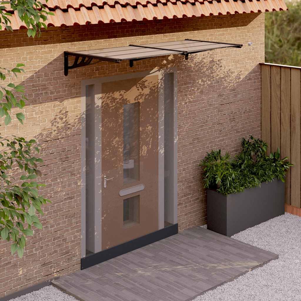 Walplus Polycarbonate Door Canopy - Black - 199 x 90 x 27.5 cm