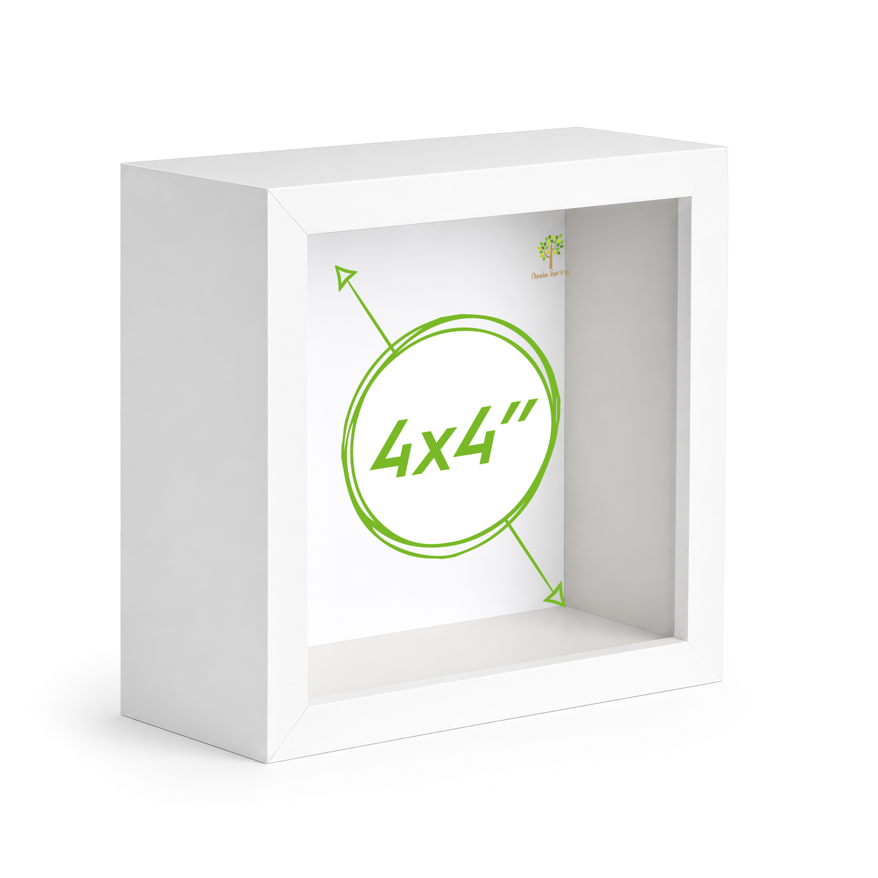 Nicola Spring 3D Deep Box Photo Frame - 4 x 4" - White