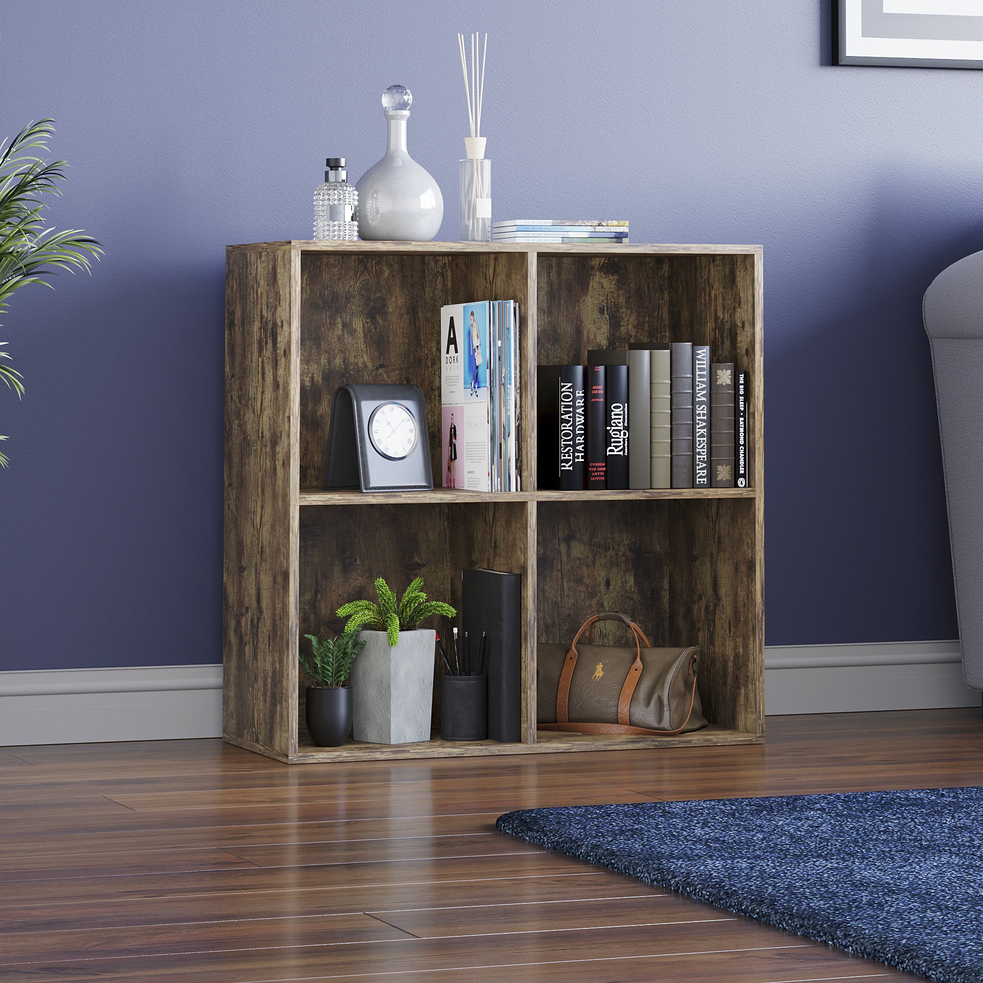 Vida Designs Durham 2x2 Cube Storage Unit - Dark Wood