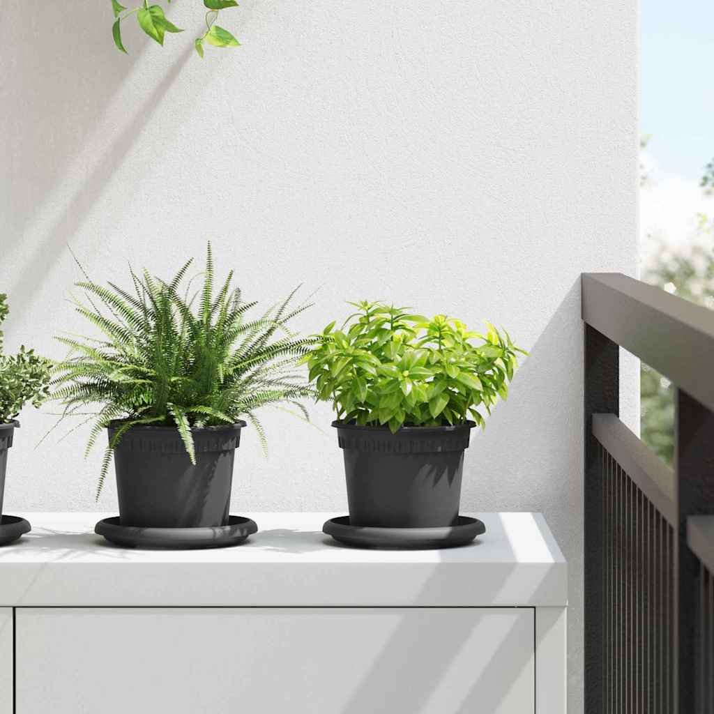 Walplus Pack of 6 Plastic Plant Pot - Black - 12.5 x 12.5 x 10 cm