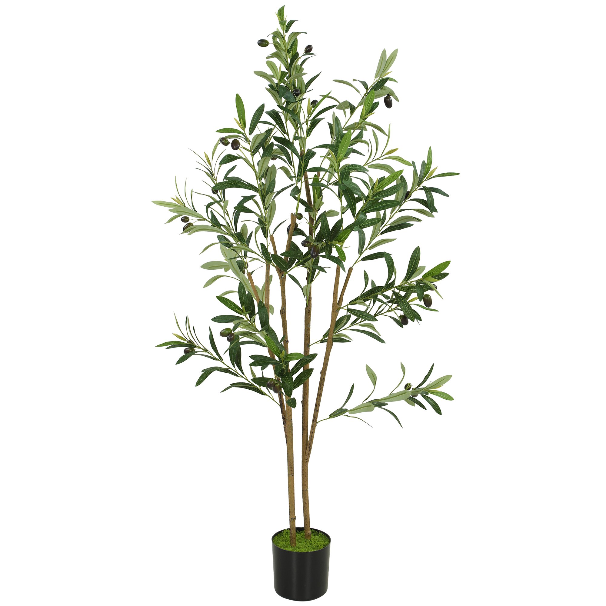 HOMCOM Artificial Olive Tree with 303 Leaves in Cement Pot - Green