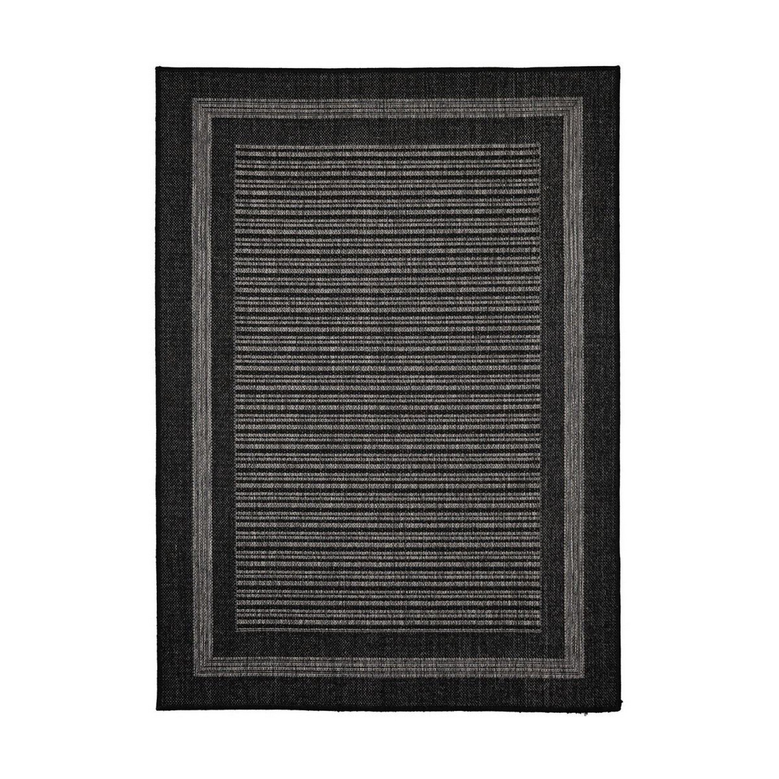 Mega Flooring Black Modern Bordered Rug - 60 x 110cm