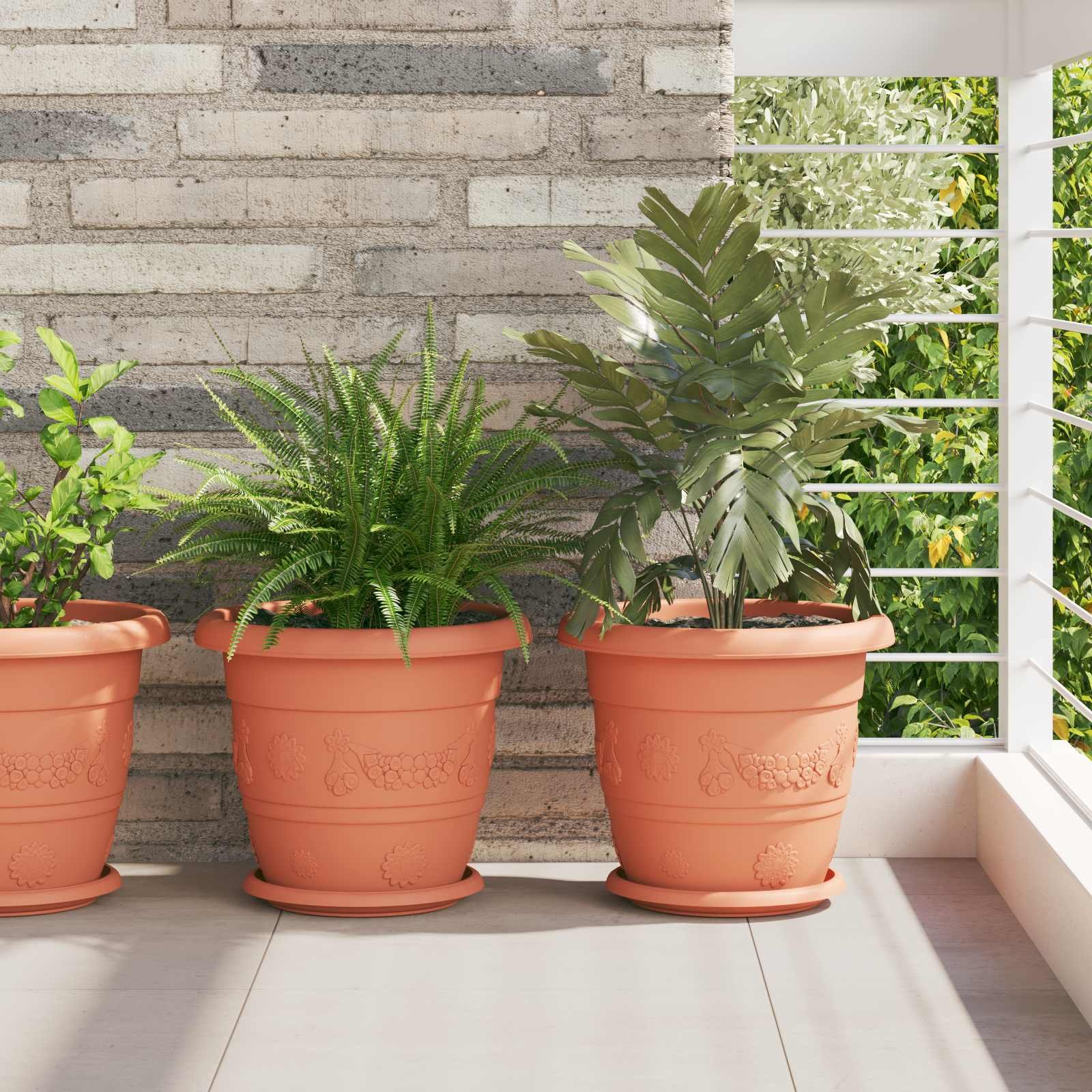 Walplus Pack of 24 Plastic Plant Pot - Brick Red - 30 x 30 x 25 cm