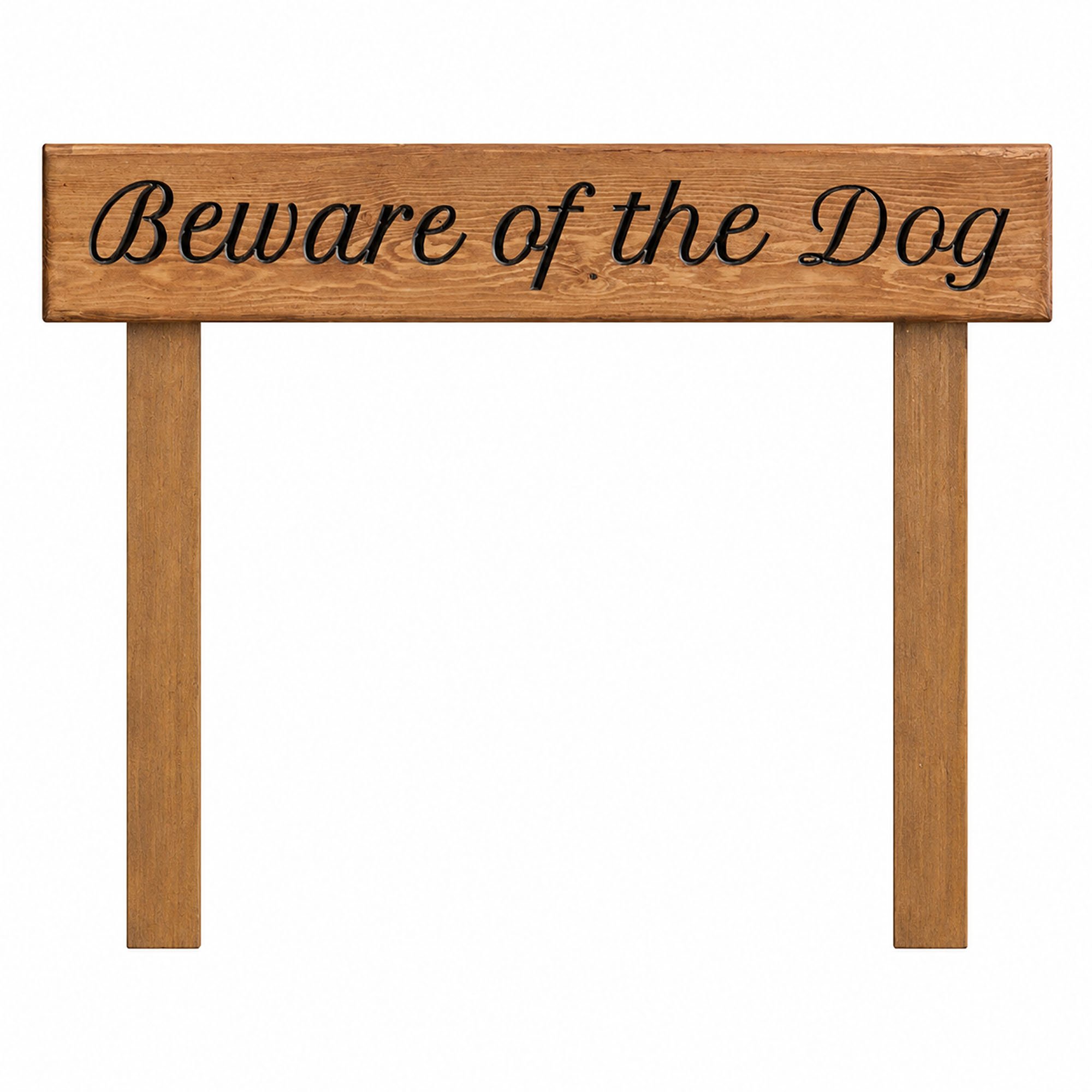 Peak Heritage Engraved Wooden Sign - L60cm With Posts - Beware Of The Dog