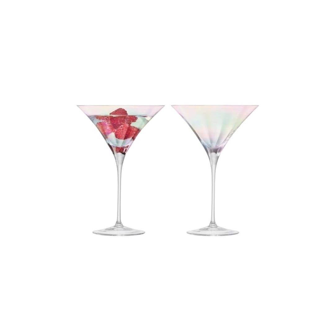BIA International Set of 2 Mother-of-Pearl Finish Cocktail Glasses - Pearl