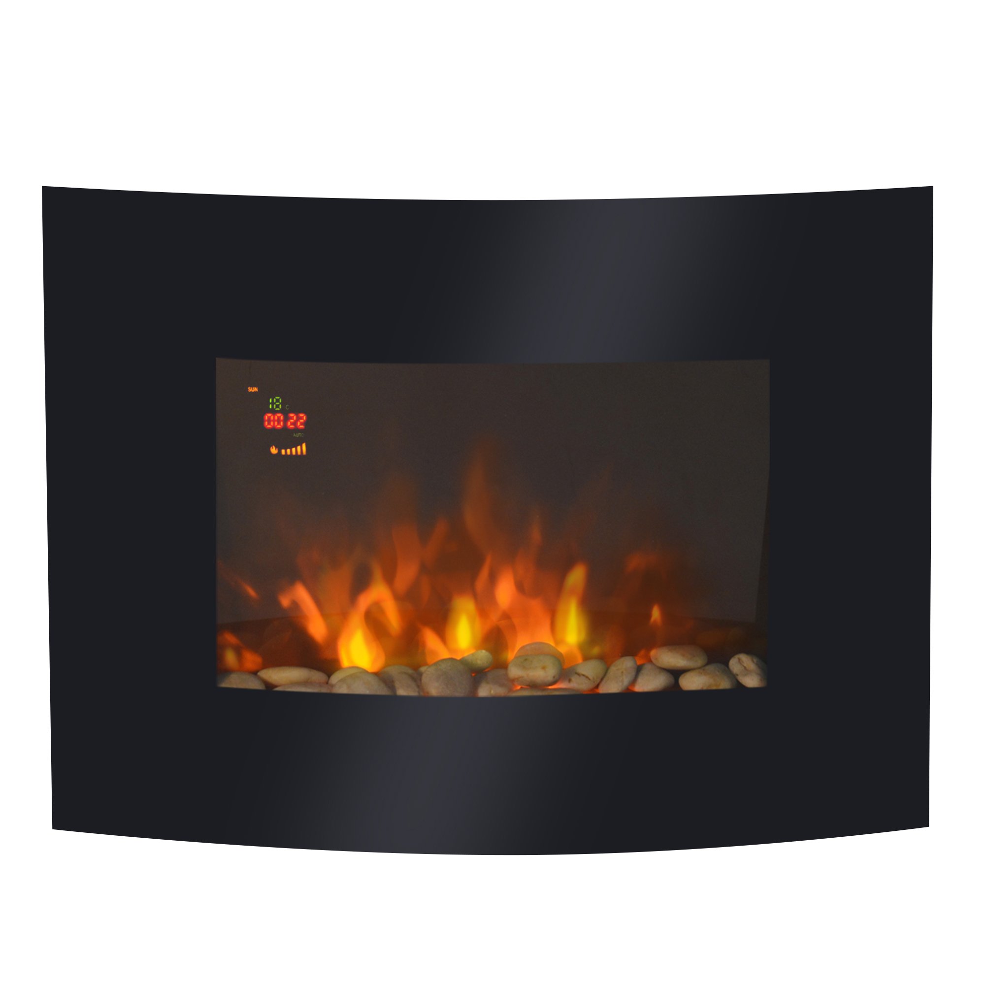 HOMCOM 900W or 1800W Wall Mounted Electric Fireplace with Side Lights - Black