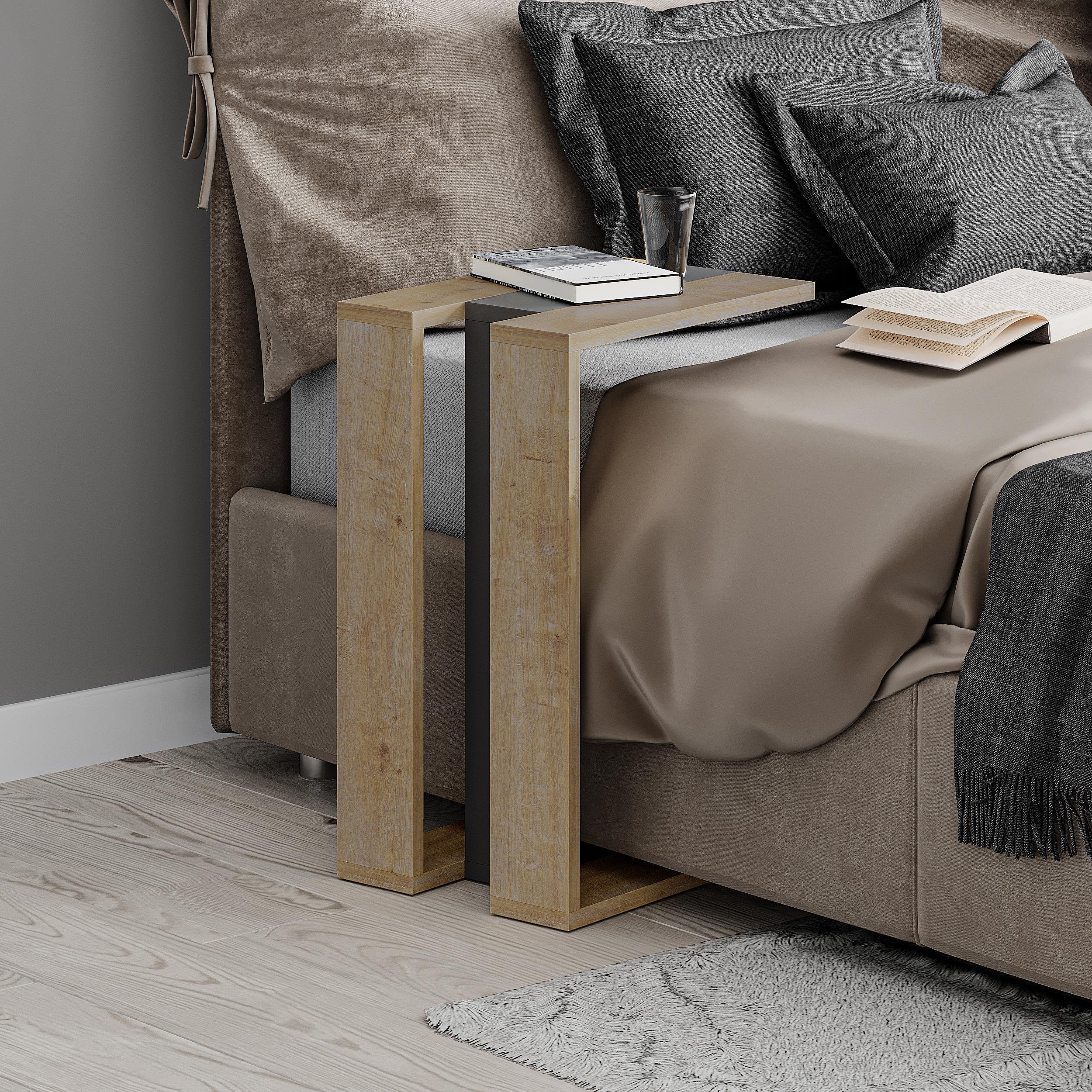 Decortie Muju Particleboard C-Shape Side Table - Oak