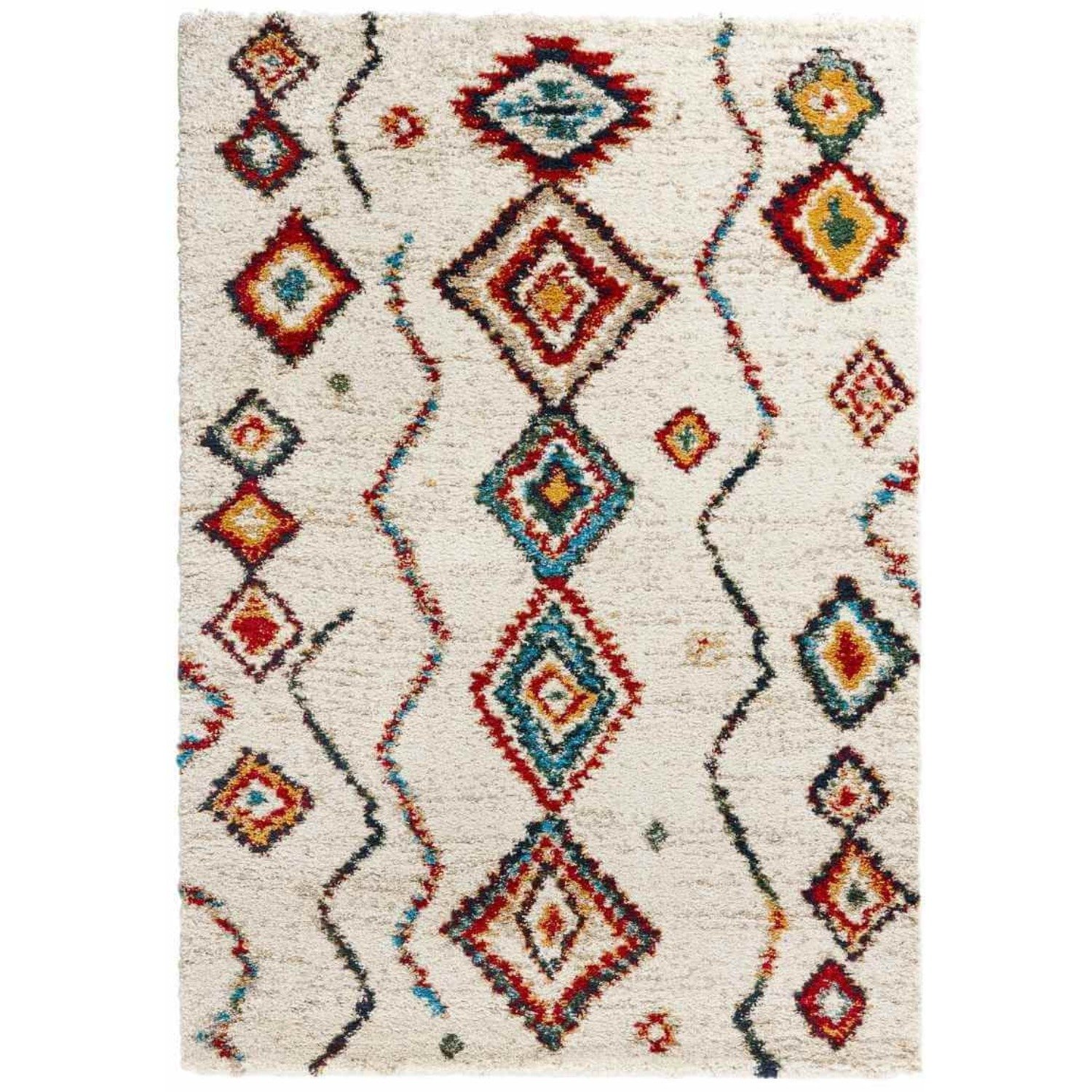 Hanse Home Cream Velour Deep Pile Boho Vintage Plush  Rug - 200 x 290cm