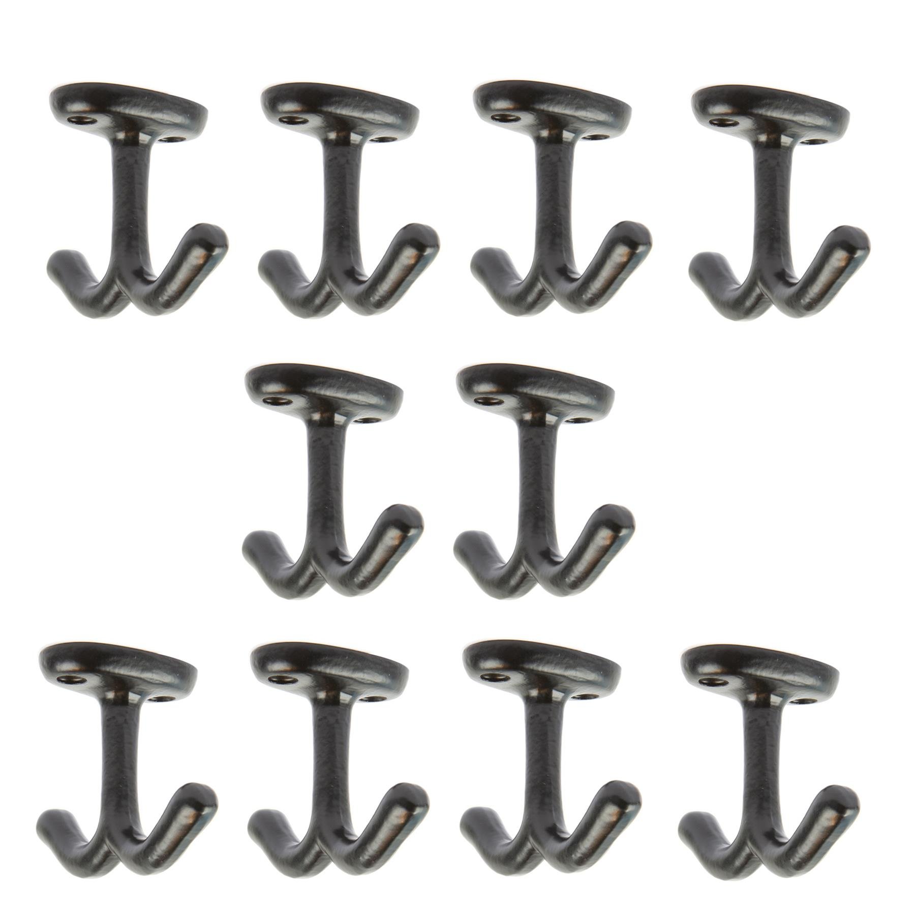 Hammer & Tongs Double Ceiling Hook - Black - Pack of 10