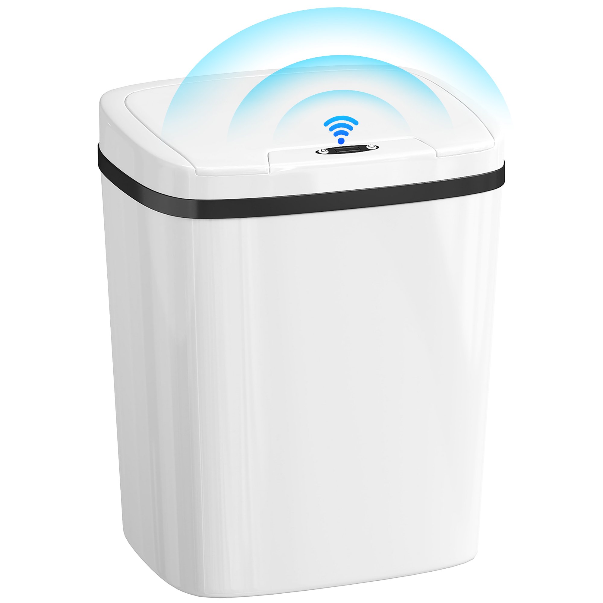 HOMCOM 15L Sensor Bin with Dual-Mode Opening - White